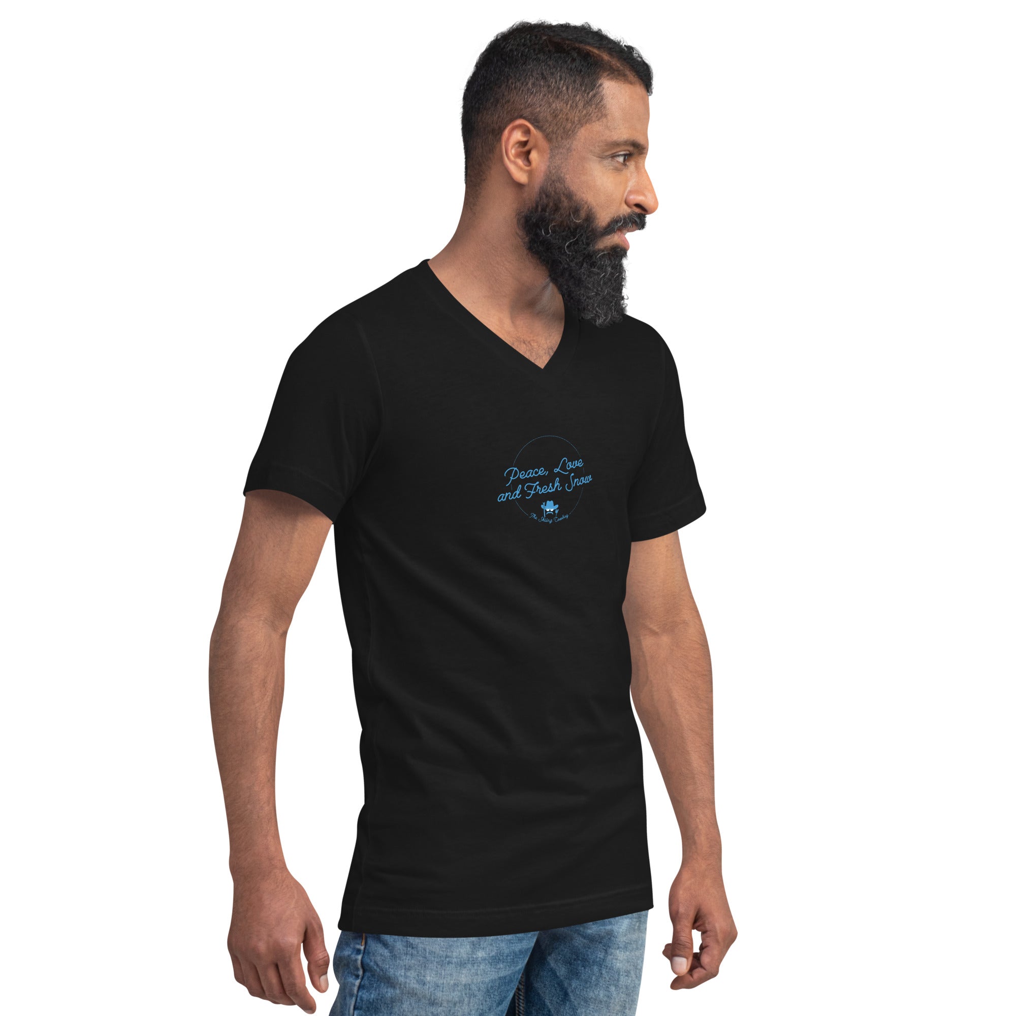 T-shirt unisexe Col V Peace, Love and Fresh Snow