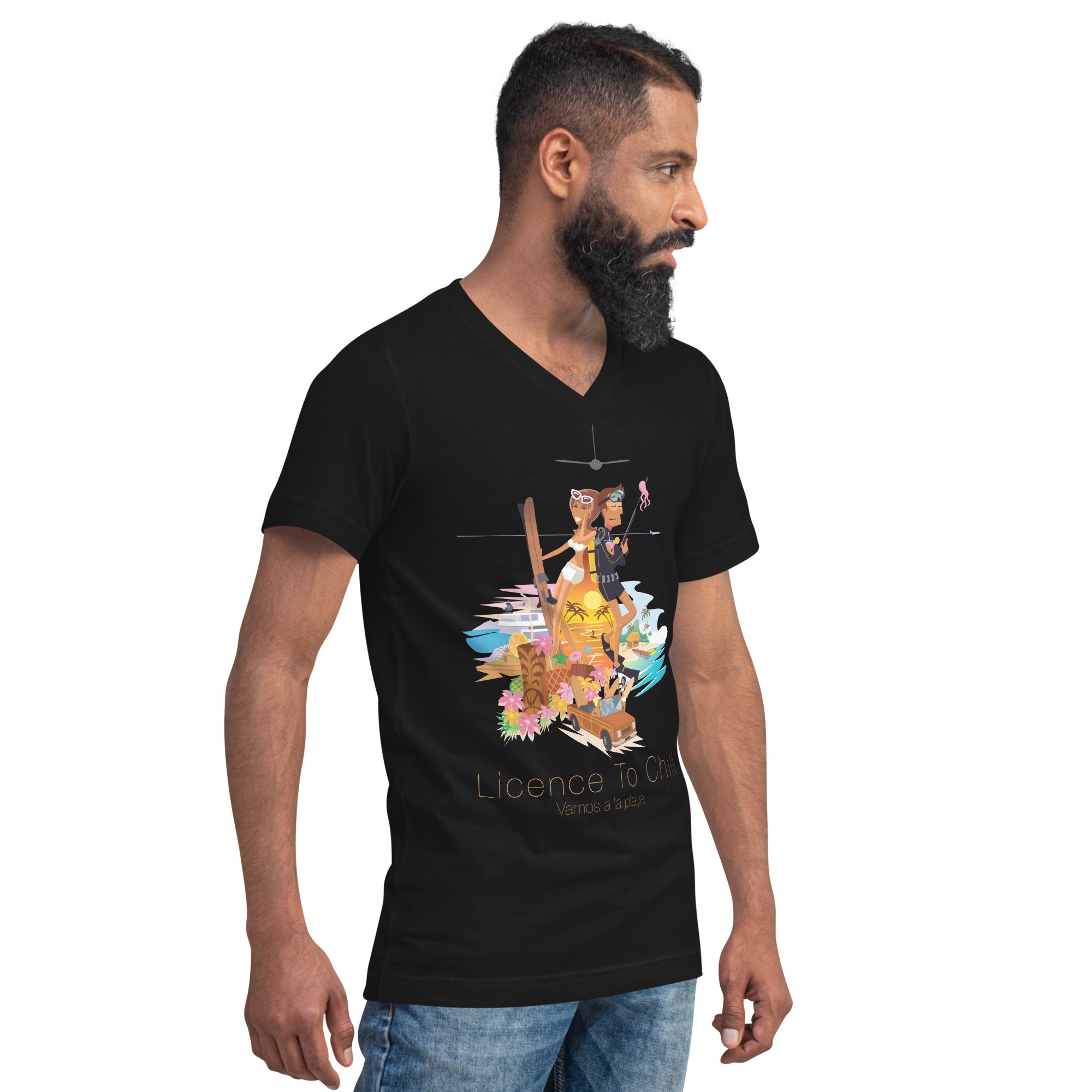 Unisex V-Neck T-Shirt License to Chill Vamos a la Playa