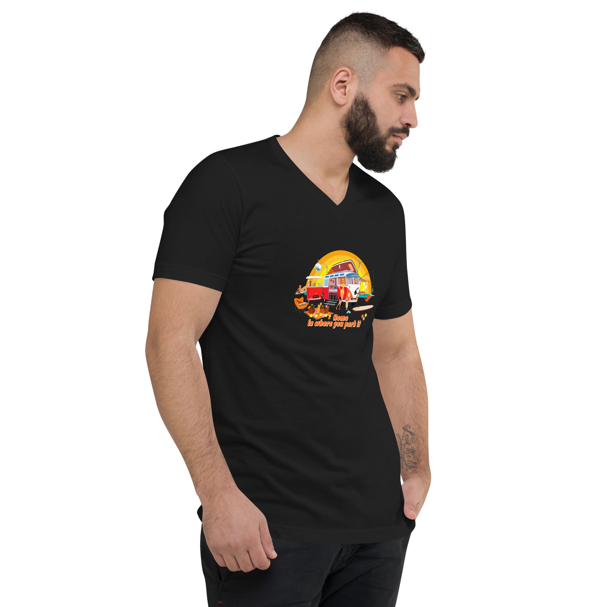Unisex V-Neck T-Shirt Ultra Combi: Home is where you park it