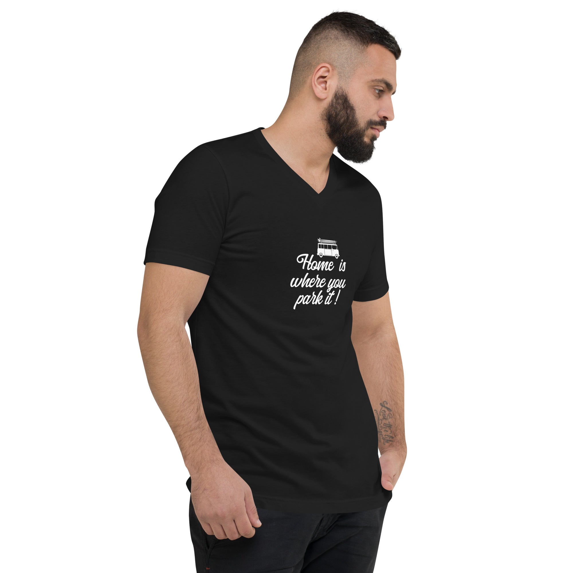 Unisex V-Neck T-Shirt White Surf Combi Home is where you park it