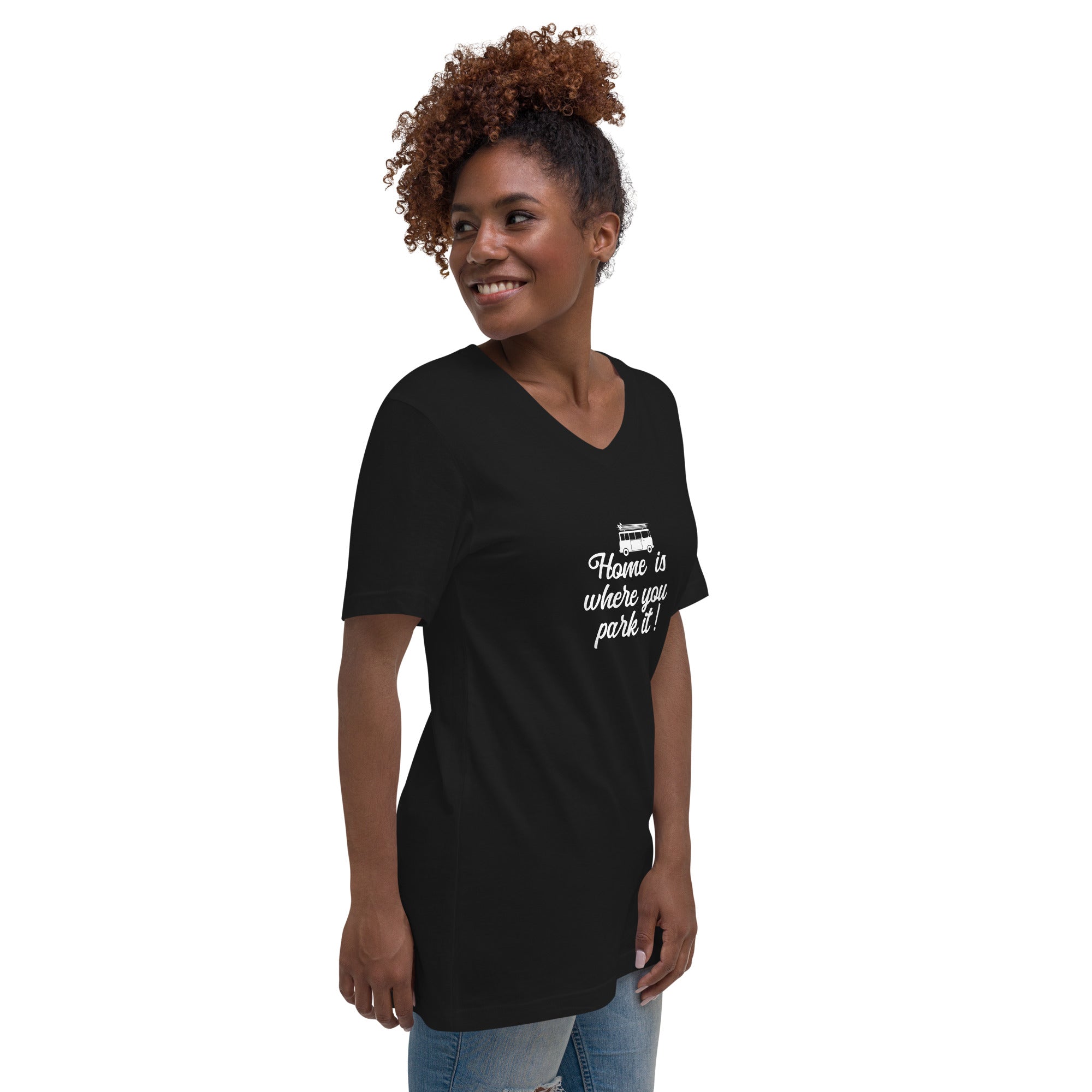 Unisex V-Neck T-Shirt White Surf Combi Home is where you park it