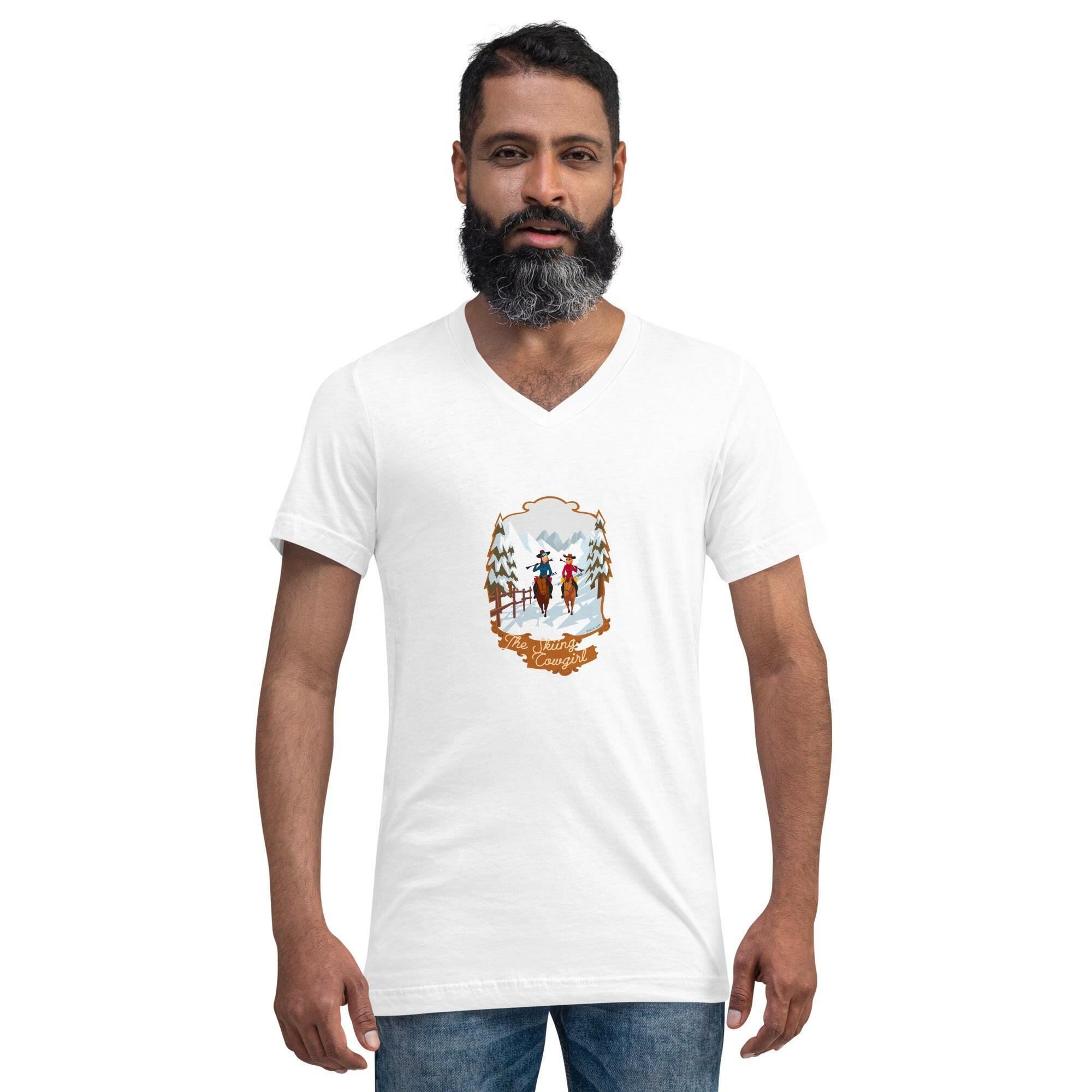 T-shirt unisexe Col V The Skiing Cowgirl