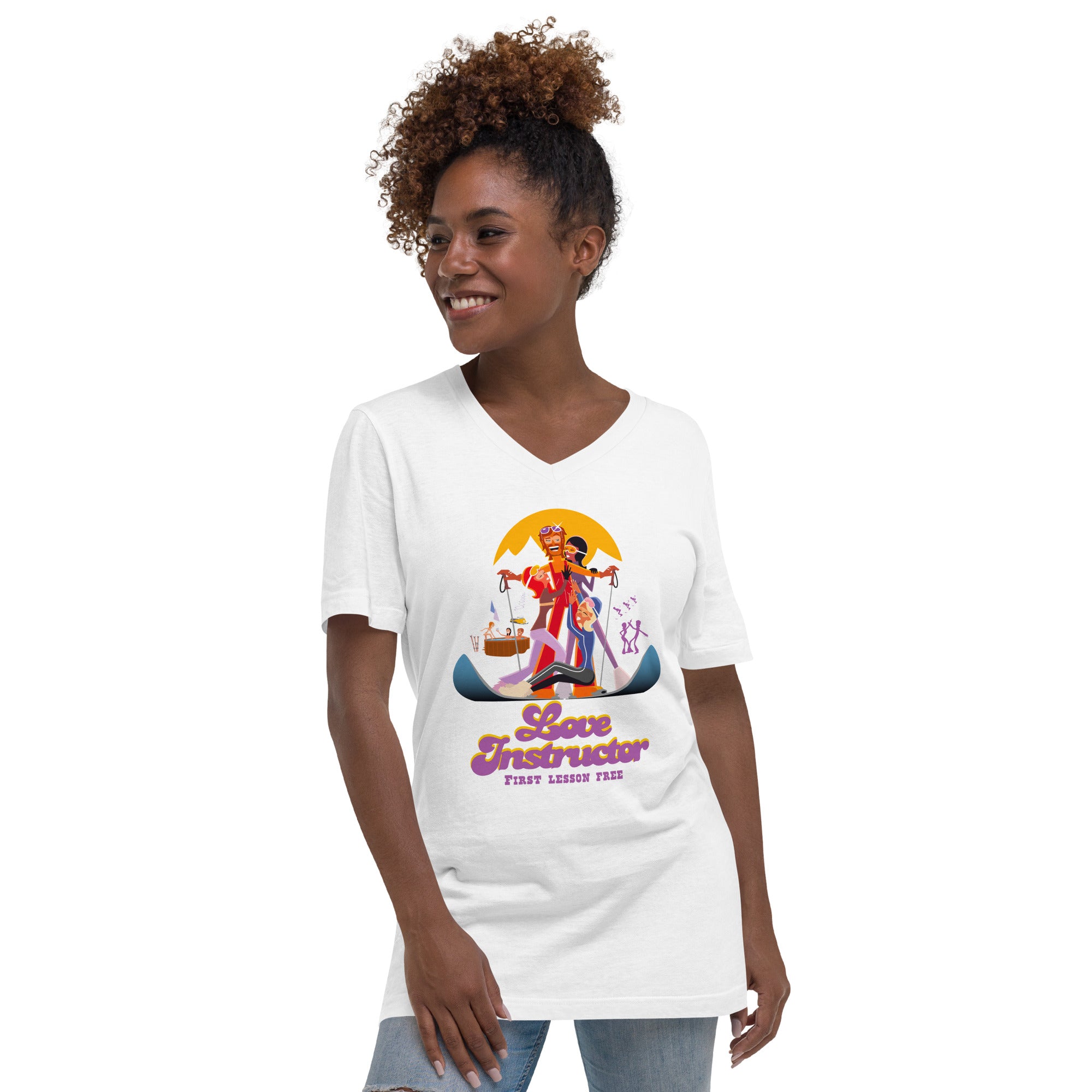 Unisex V-Neck T-Shirt Love instructor First lesson free