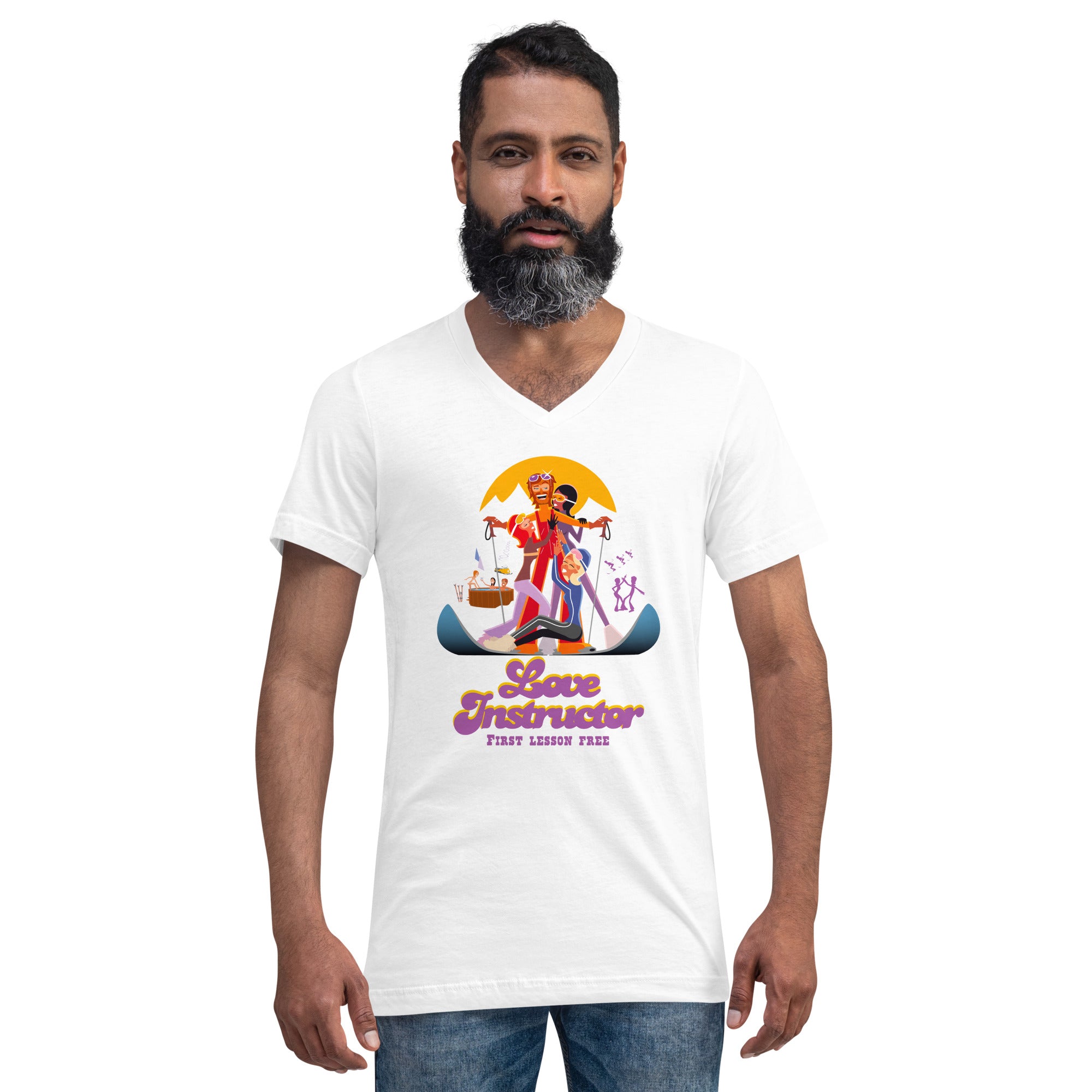 Unisex V-Neck T-Shirt Love instructor First lesson free