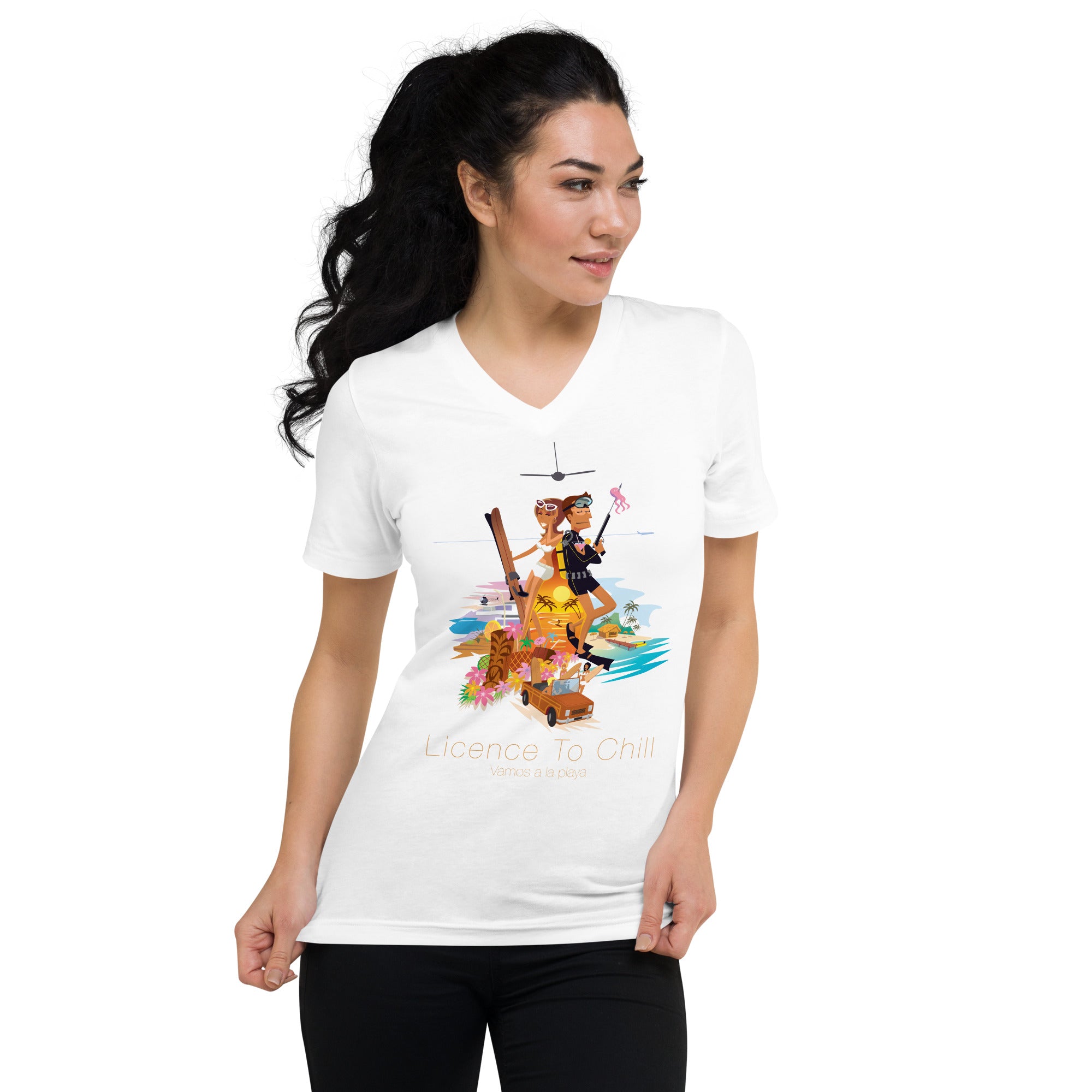Unisex V-Neck T-Shirt License to Chill Vamos a la Playa