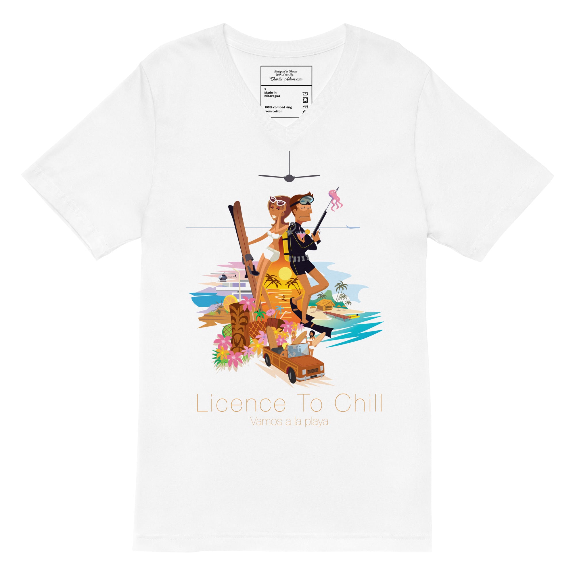 Unisex V-Neck T-Shirt License to Chill Vamos a la Playa
