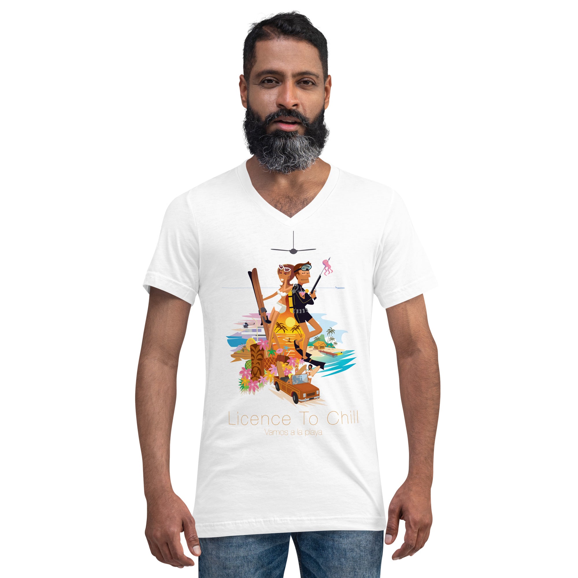 Unisex V-Neck T-Shirt License to Chill Vamos a la Playa
