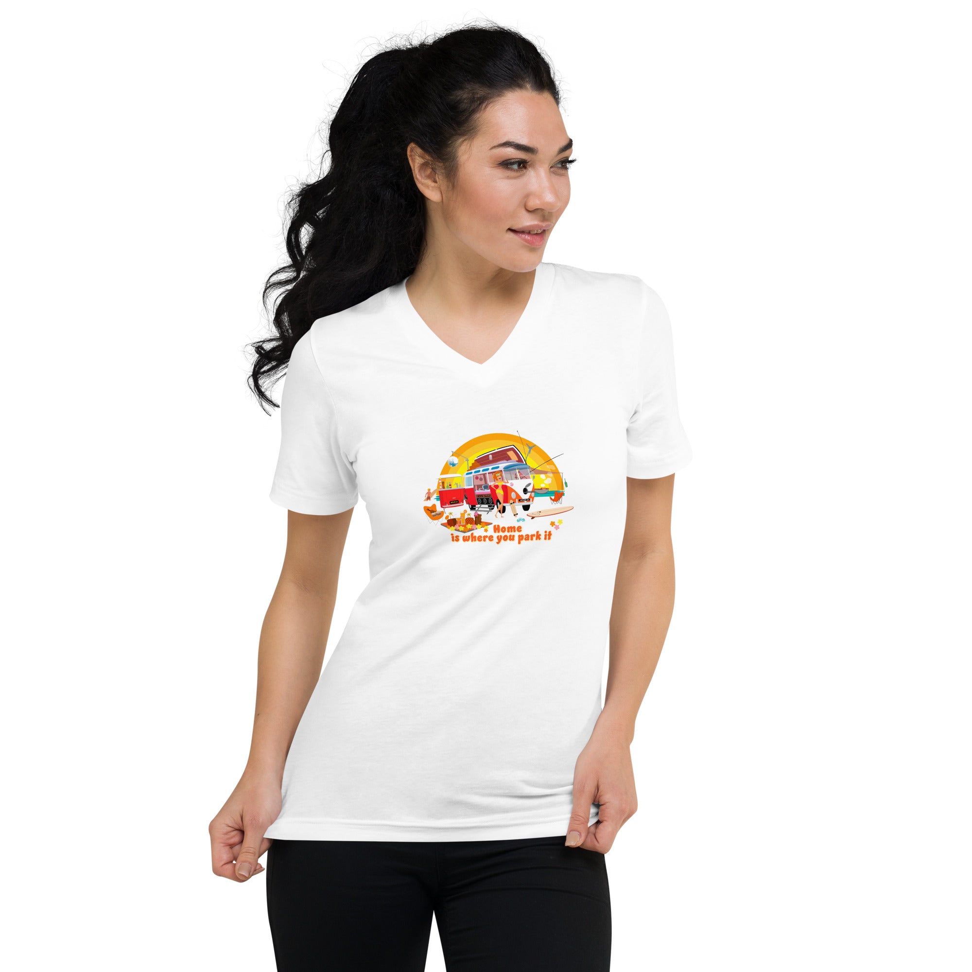 Unisex V-Neck T-Shirt Ultra Combi: Home is where you park it