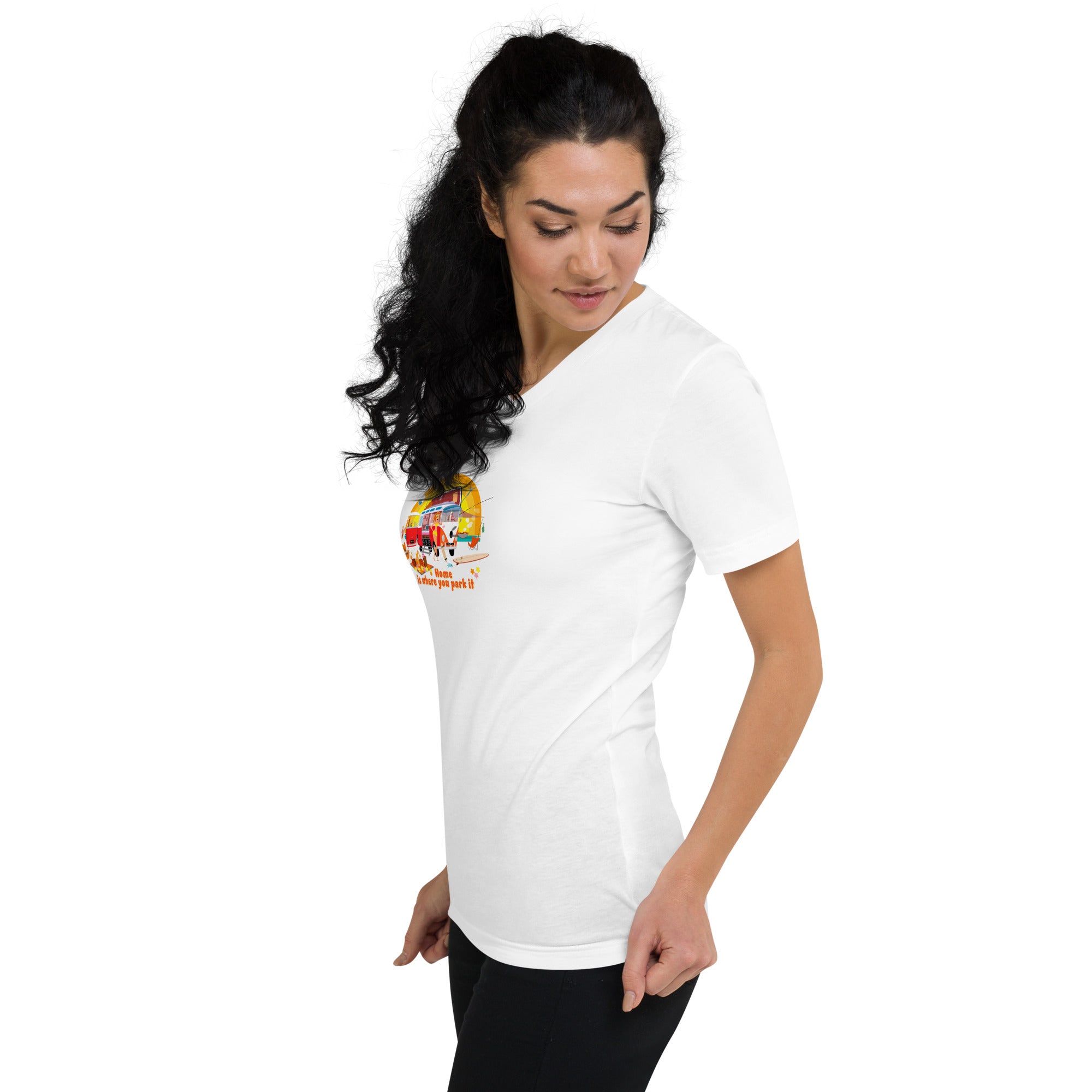 Unisex V-Neck T-Shirt Ultra Combi: Home is where you park it