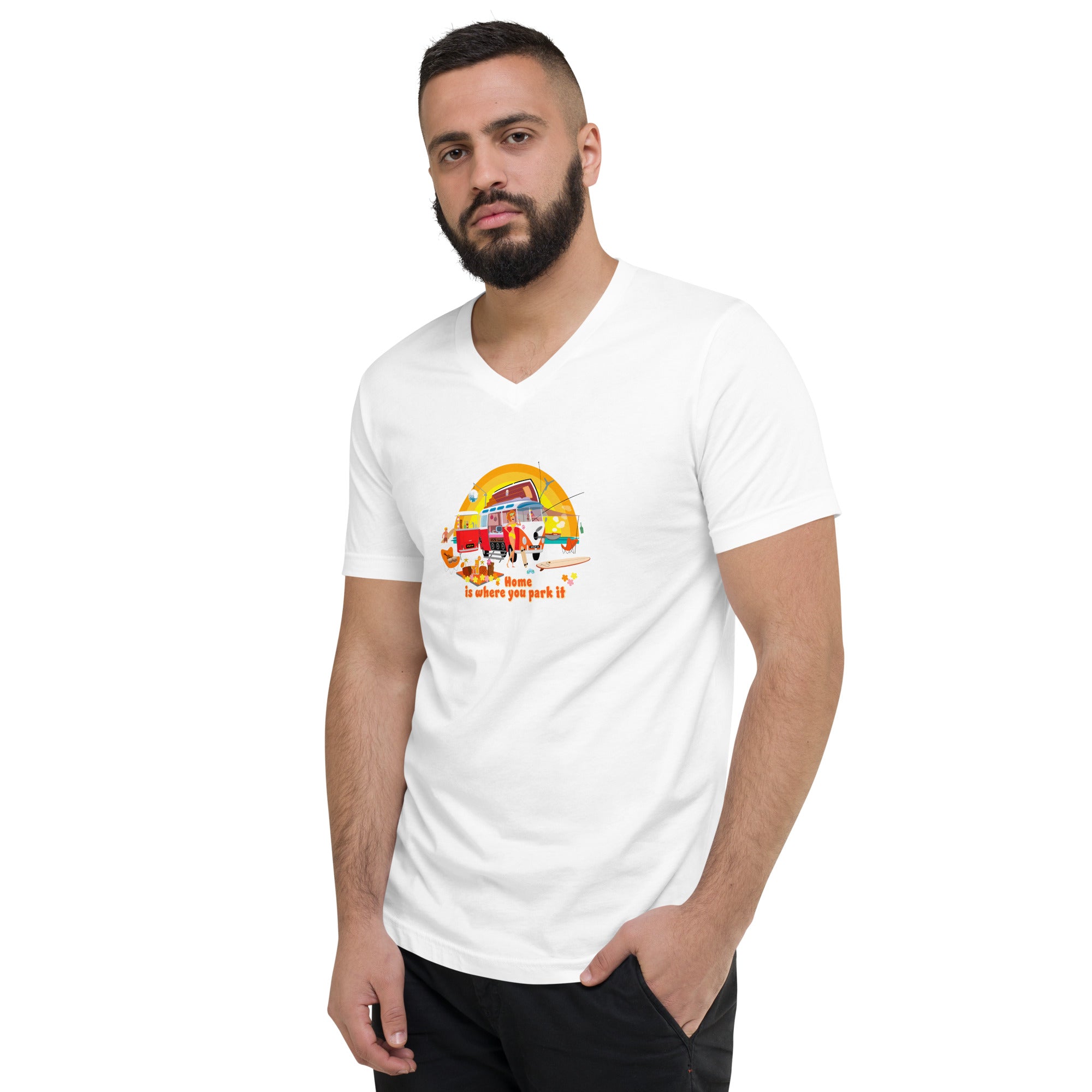 Unisex V-Neck T-Shirt Ultra Combi: Home is where you park it
