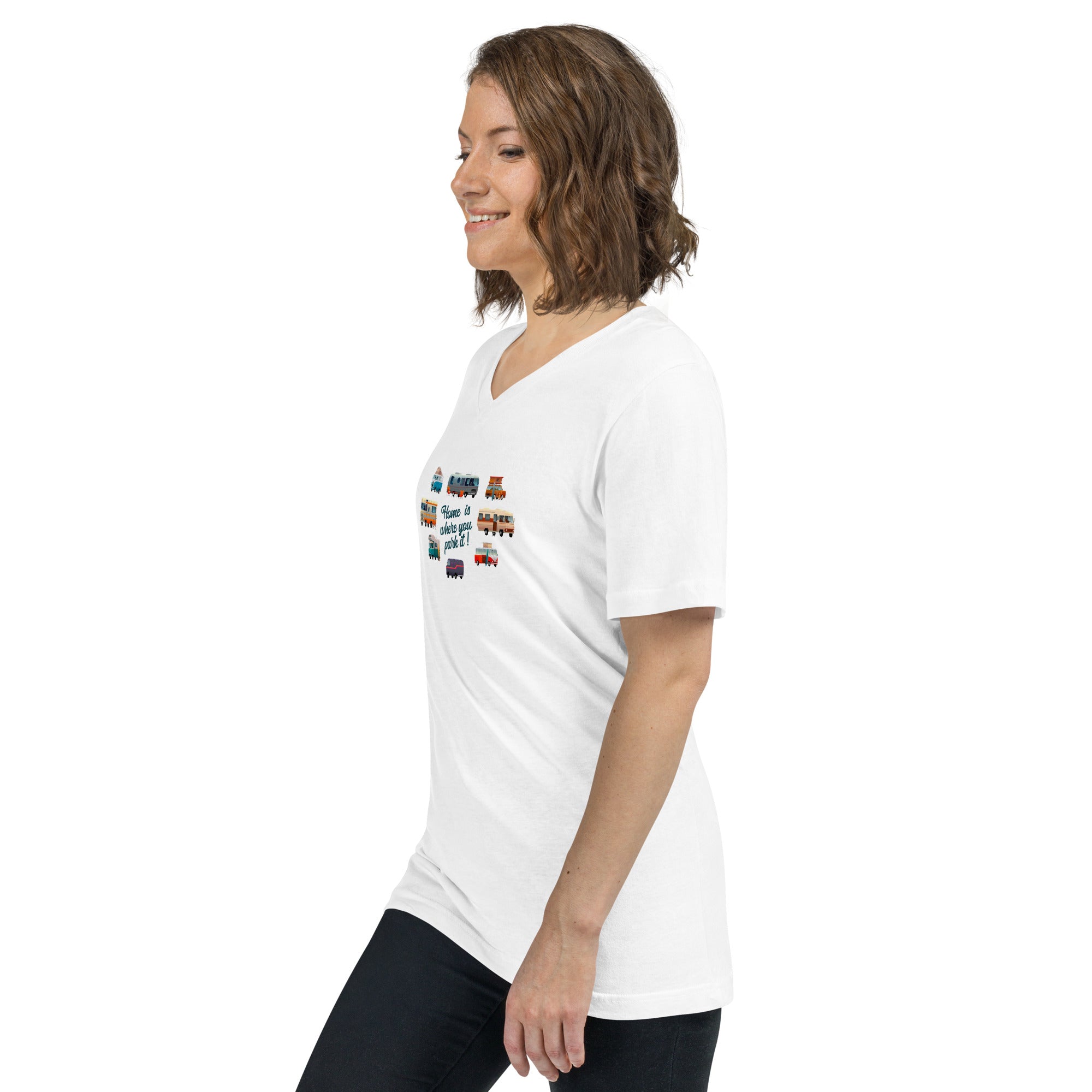 Unisex V-Neck T-Shirt Square Vintage Campers