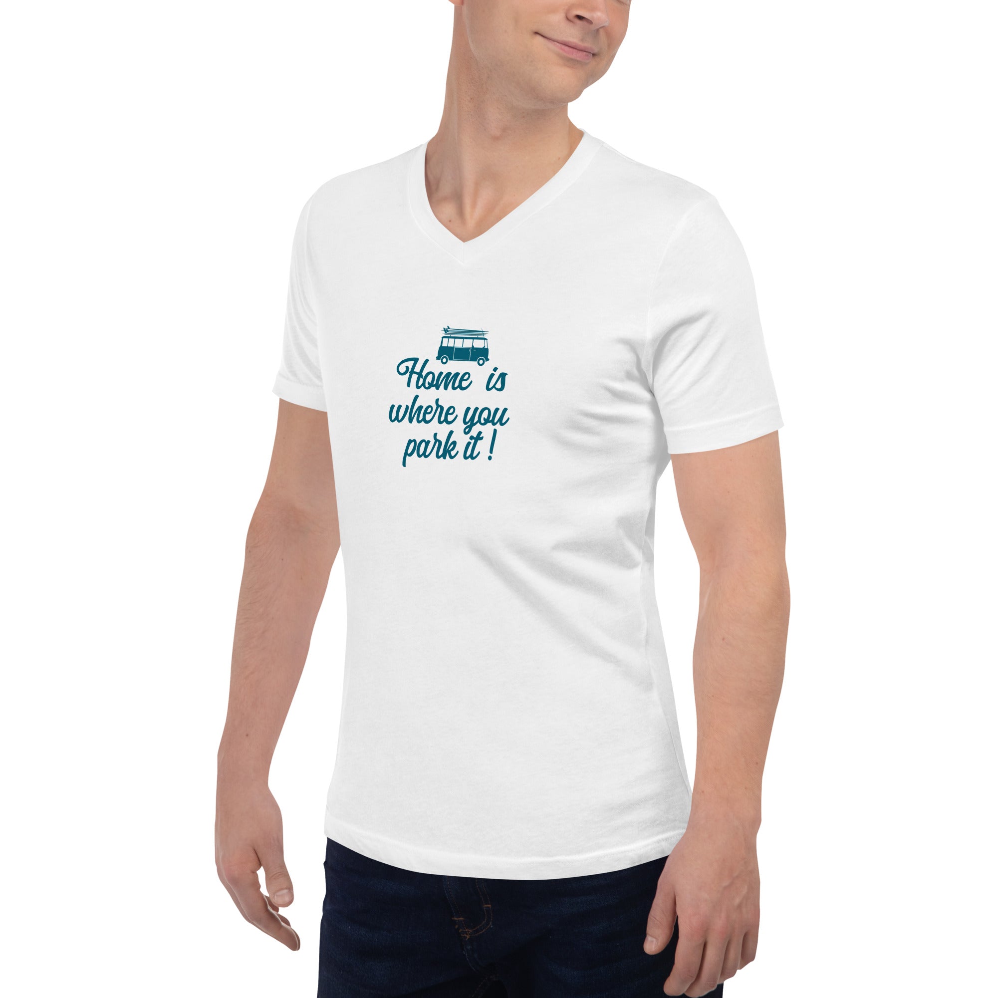 T-shirt unisexe Col V Blue Surf Combi Home is where you park it