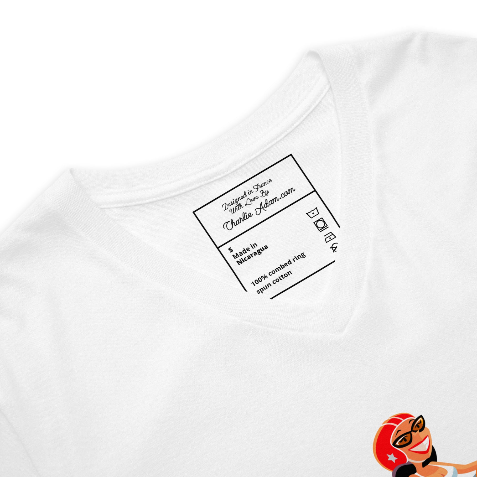 T-shirt unisexe Col V Vespa Girl in St Tropez