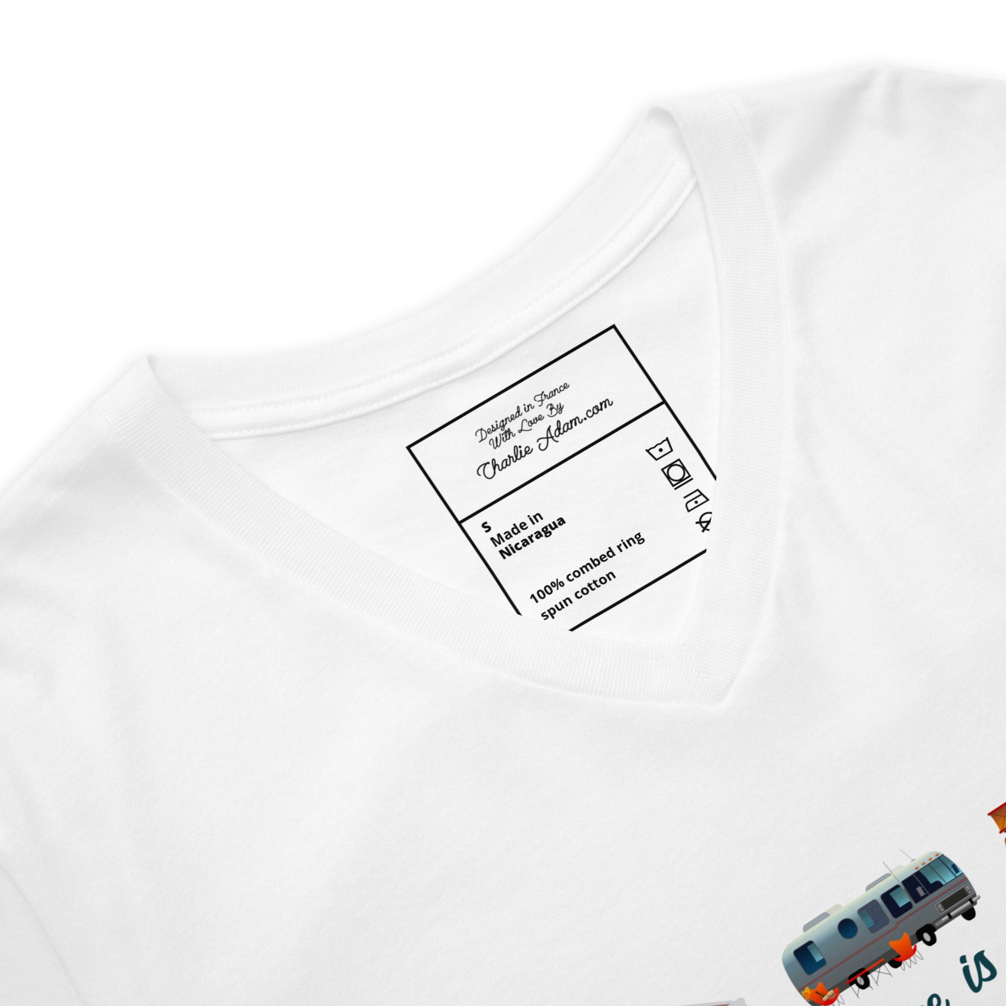 Unisex V-Neck T-Shirt Square Vintage Campers