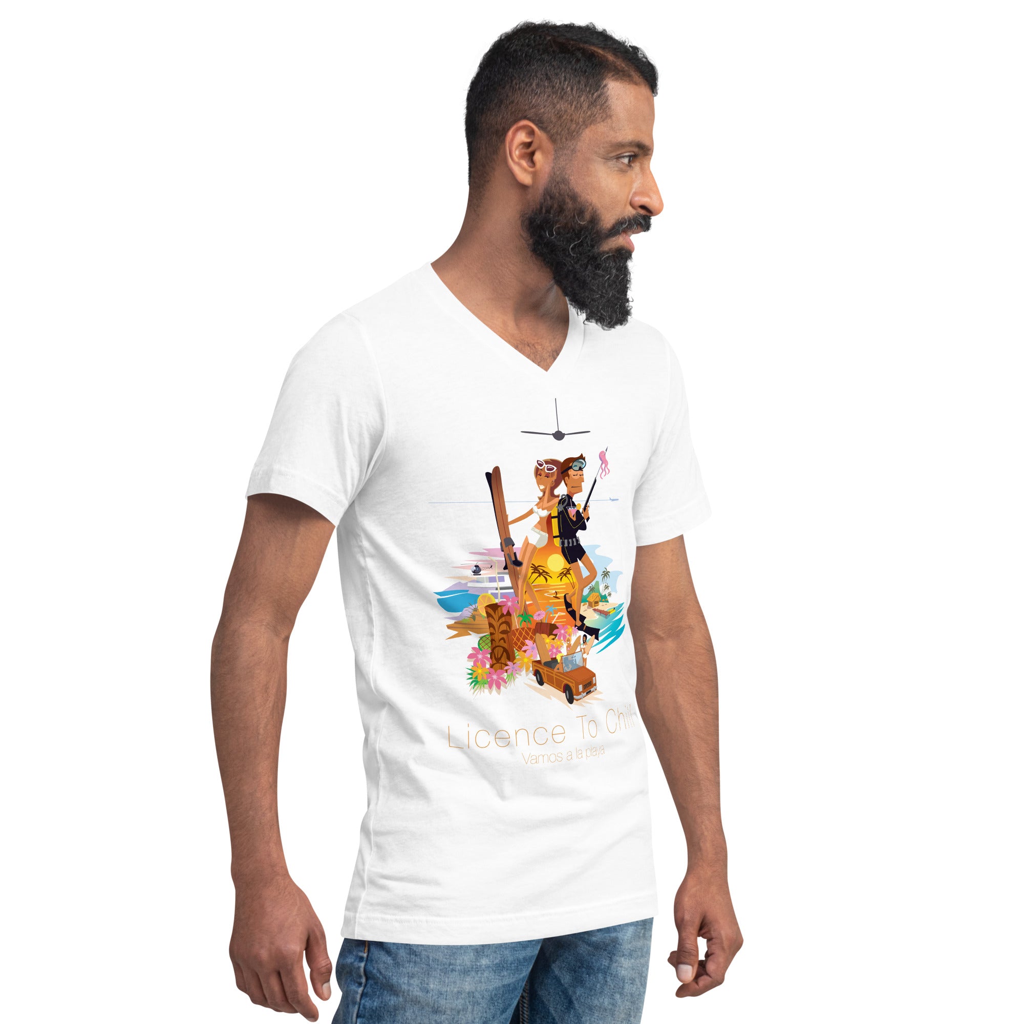 Unisex V-Neck T-Shirt License to Chill Vamos a la Playa