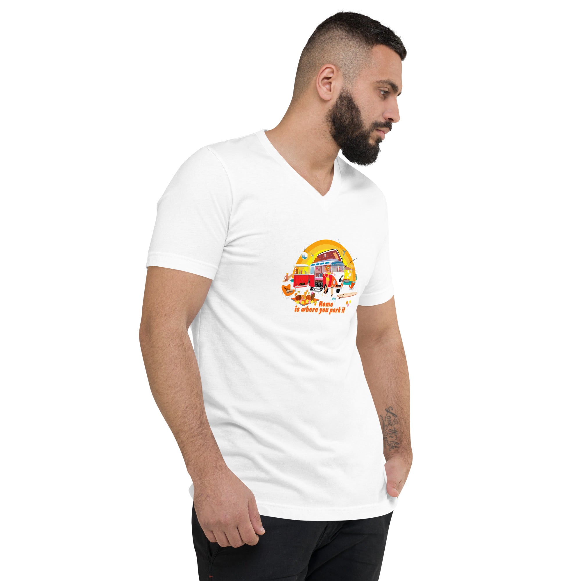 Unisex V-Neck T-Shirt Ultra Combi: Home is where you park it