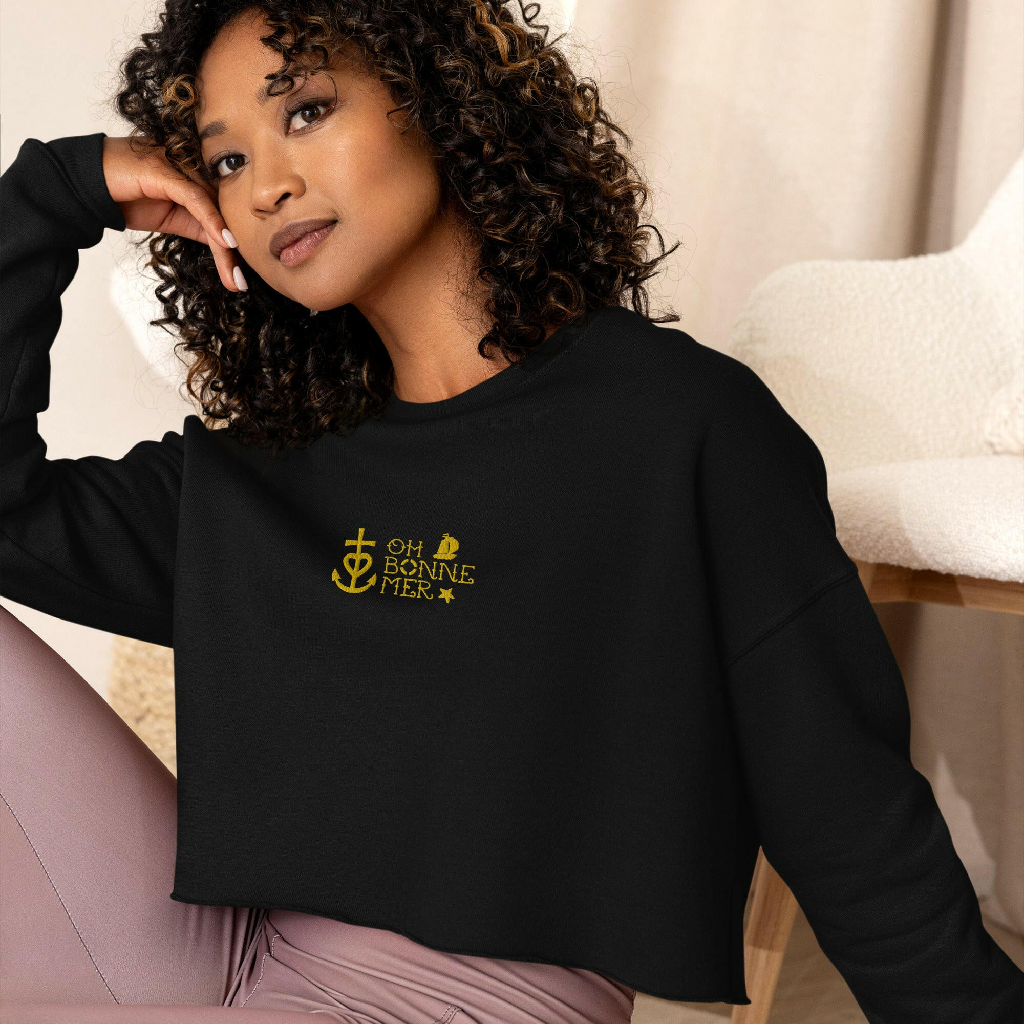 Sweat-Shirt Crop-Top Oh Bonne Mer 2 brodé