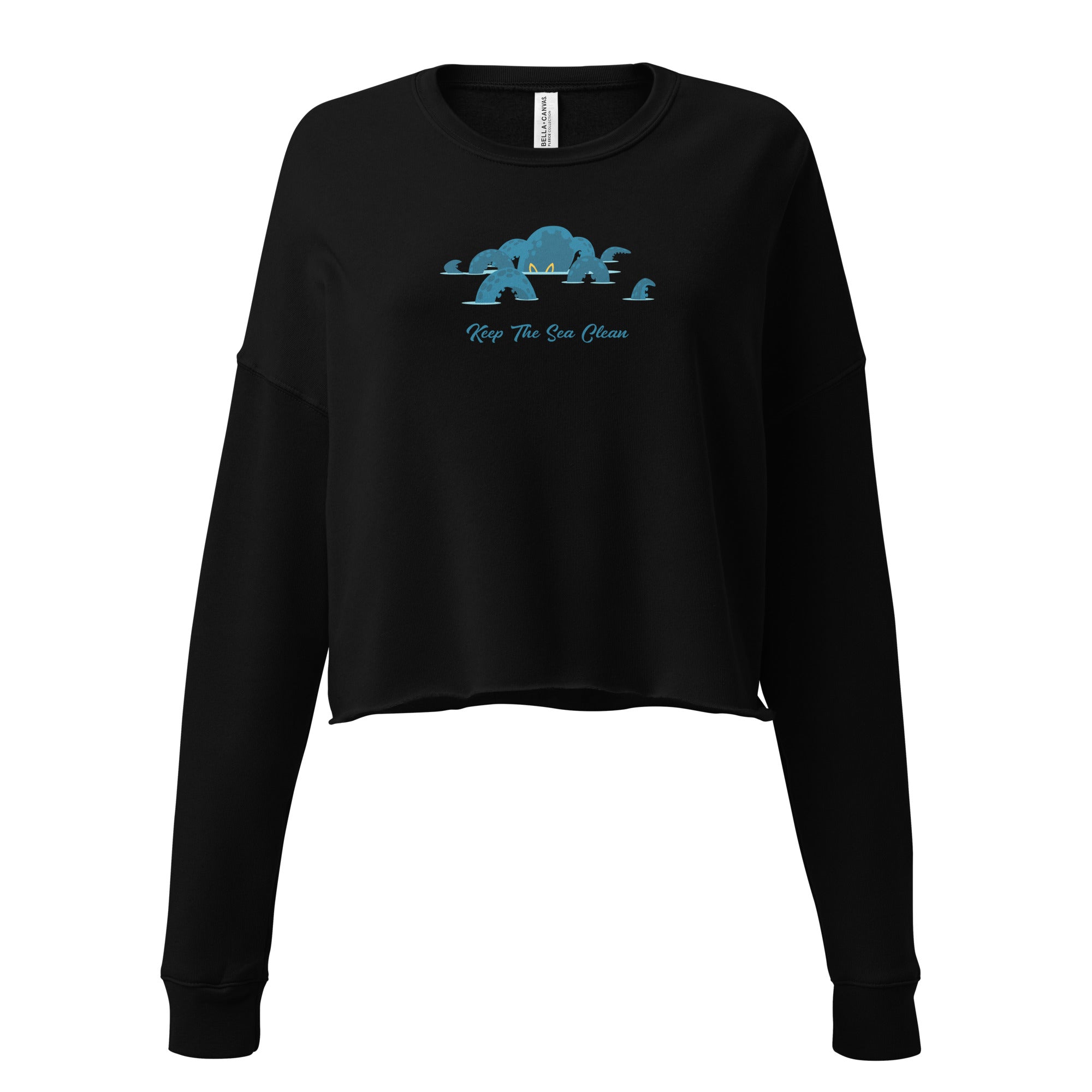 Sweat-Shirt Crop-Top Octopus Blue