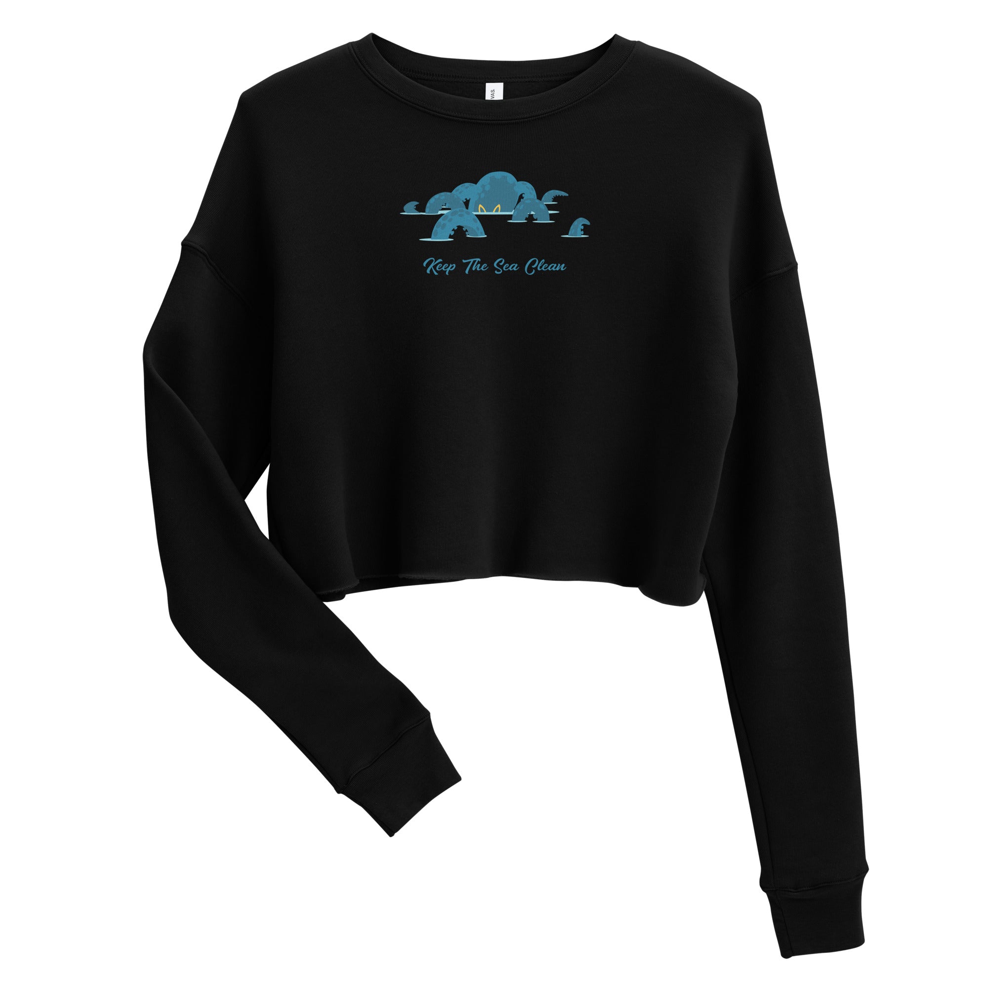 Sweat-Shirt Crop-Top Octopus Blue