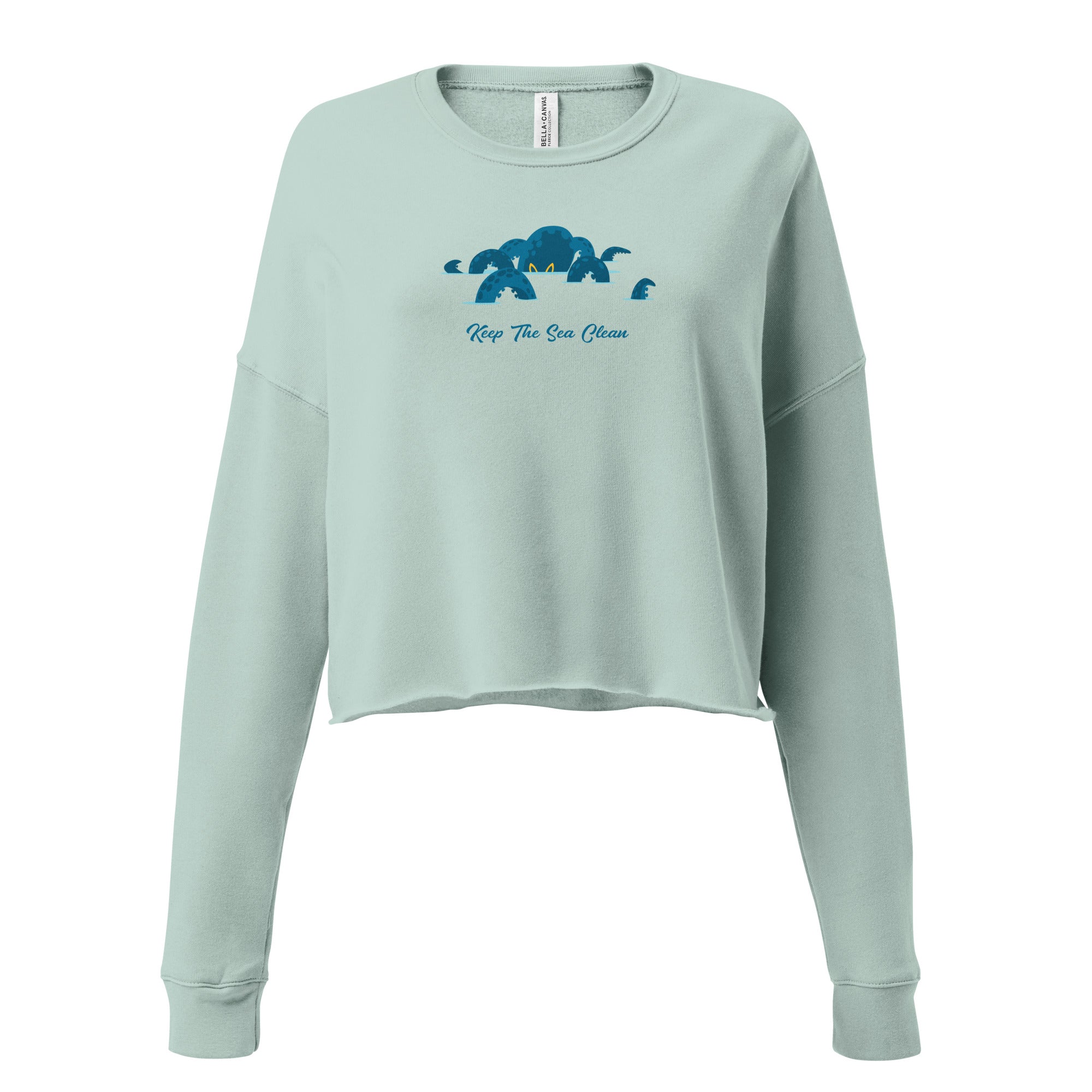 Sweat-Shirt Crop-Top Octopus Blue