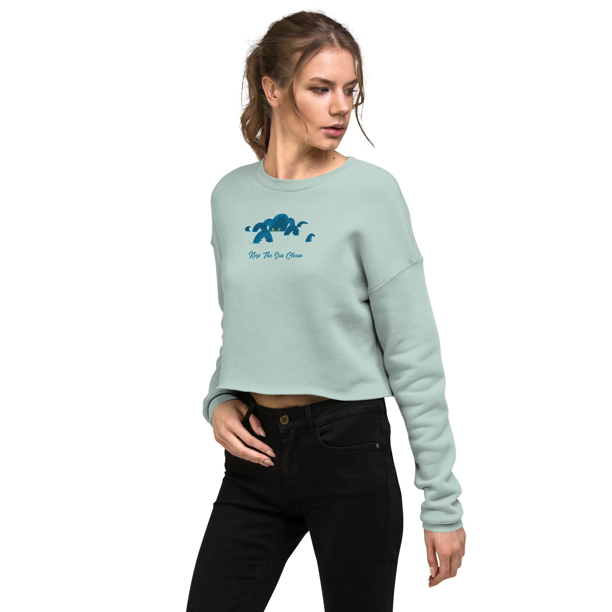 Sweat-Shirt Crop-Top Octopus Blue
