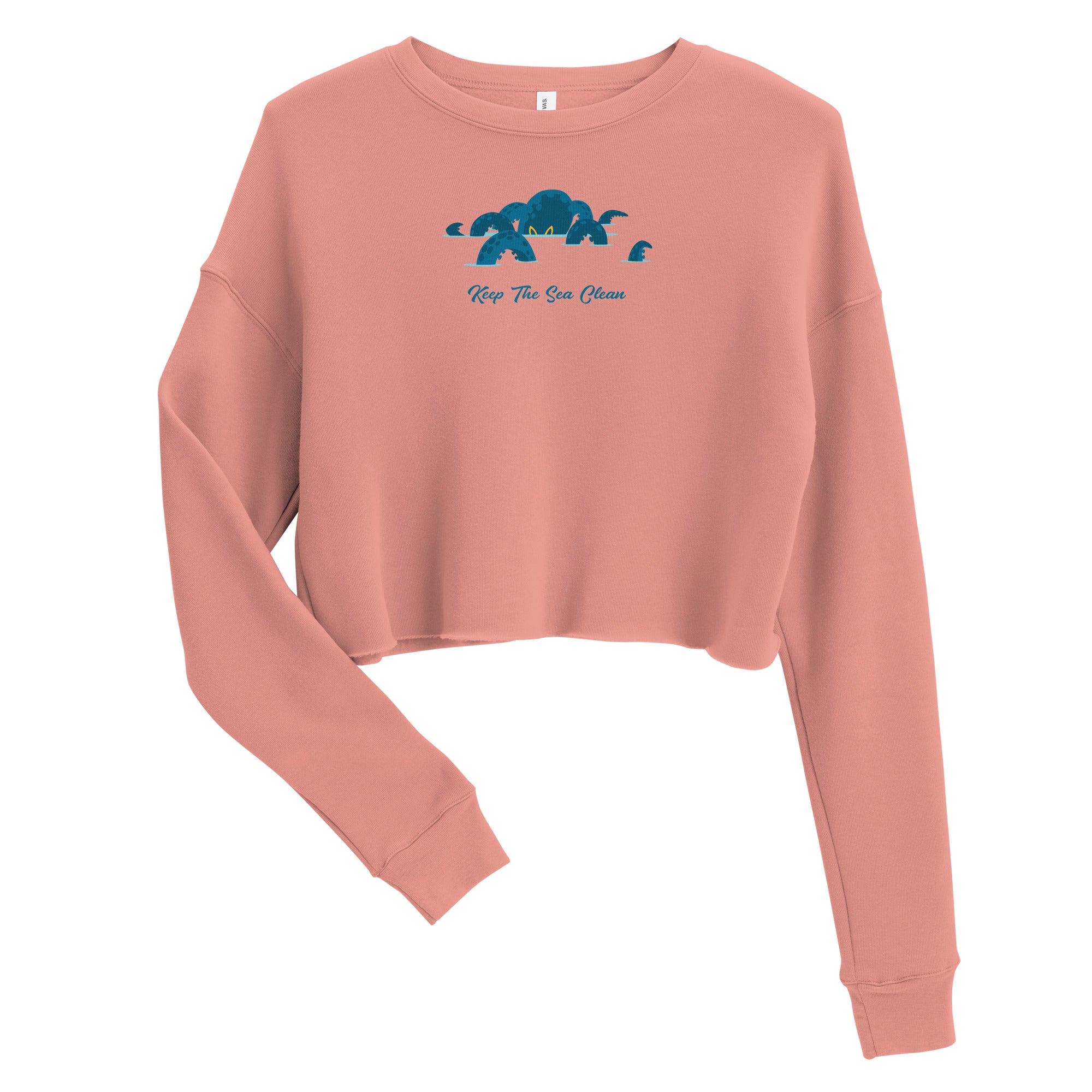 Sweat-Shirt Crop-Top Octopus Blue