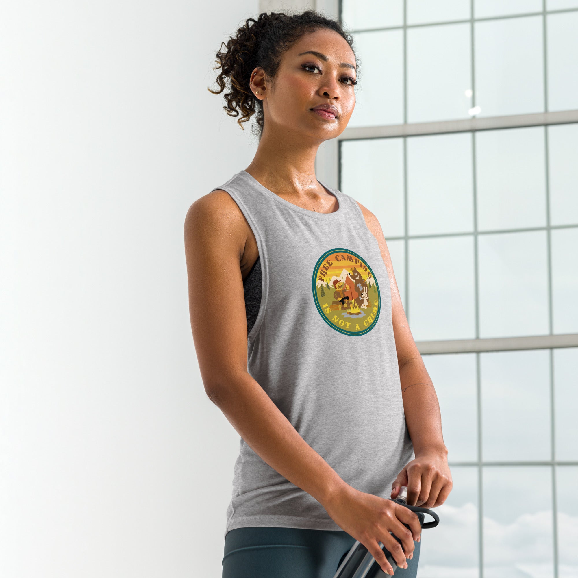 Ladies’ Muscle Tank Free camping is not a crime