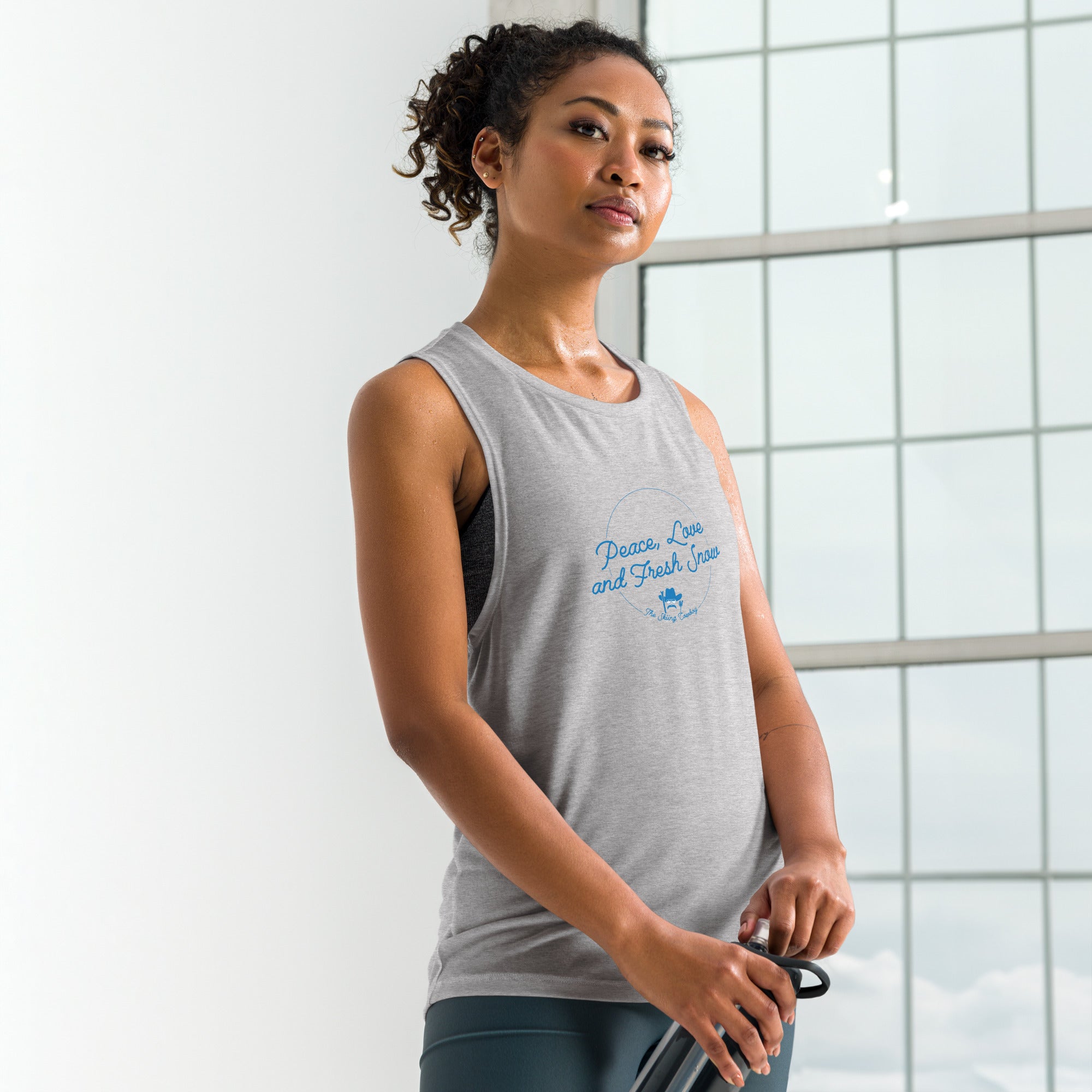 T-Shirt sans manches pour Femme Peace, Love and Fresh Snow