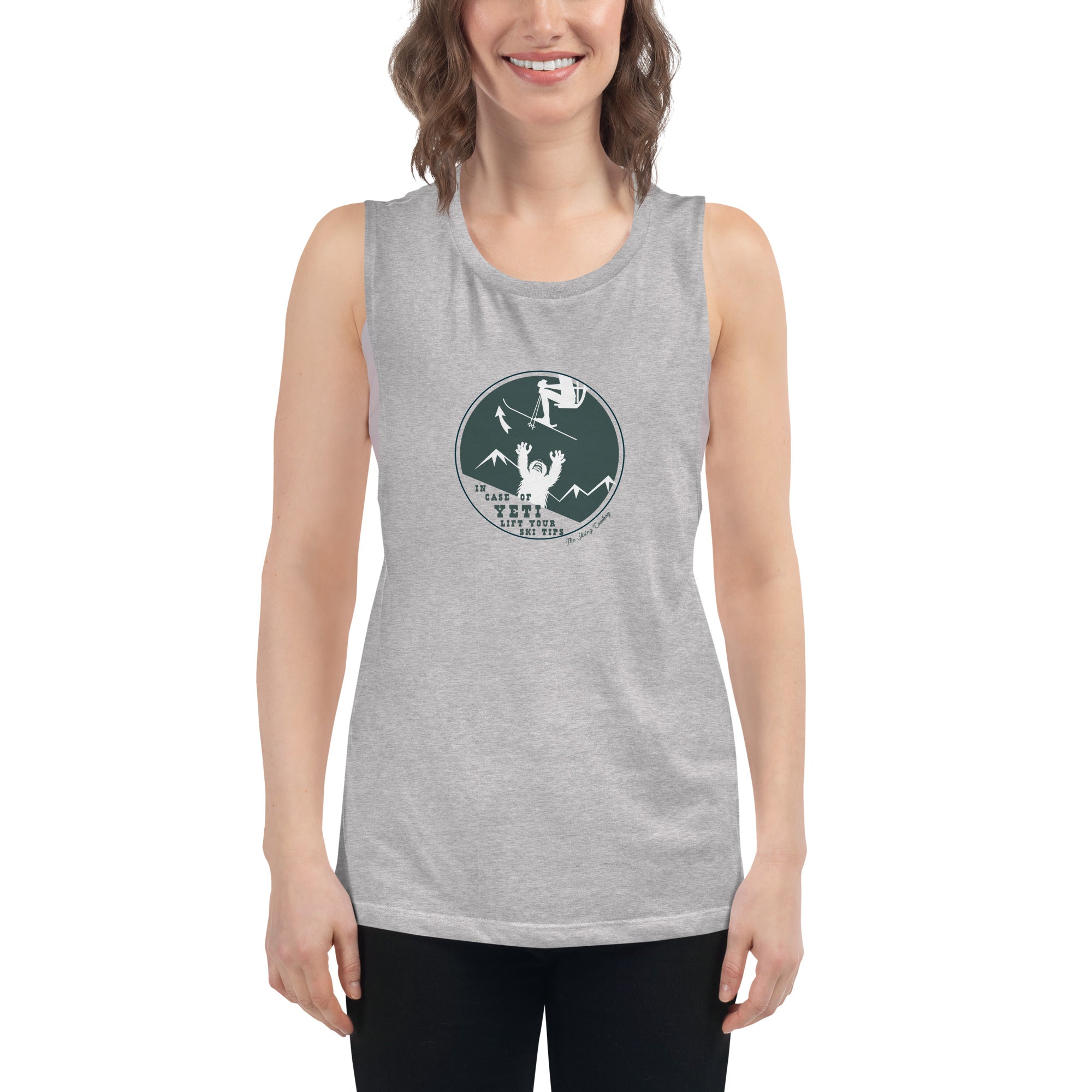 T-Shirt sans manches pour Femme In case of Yeti, lift your ski tips