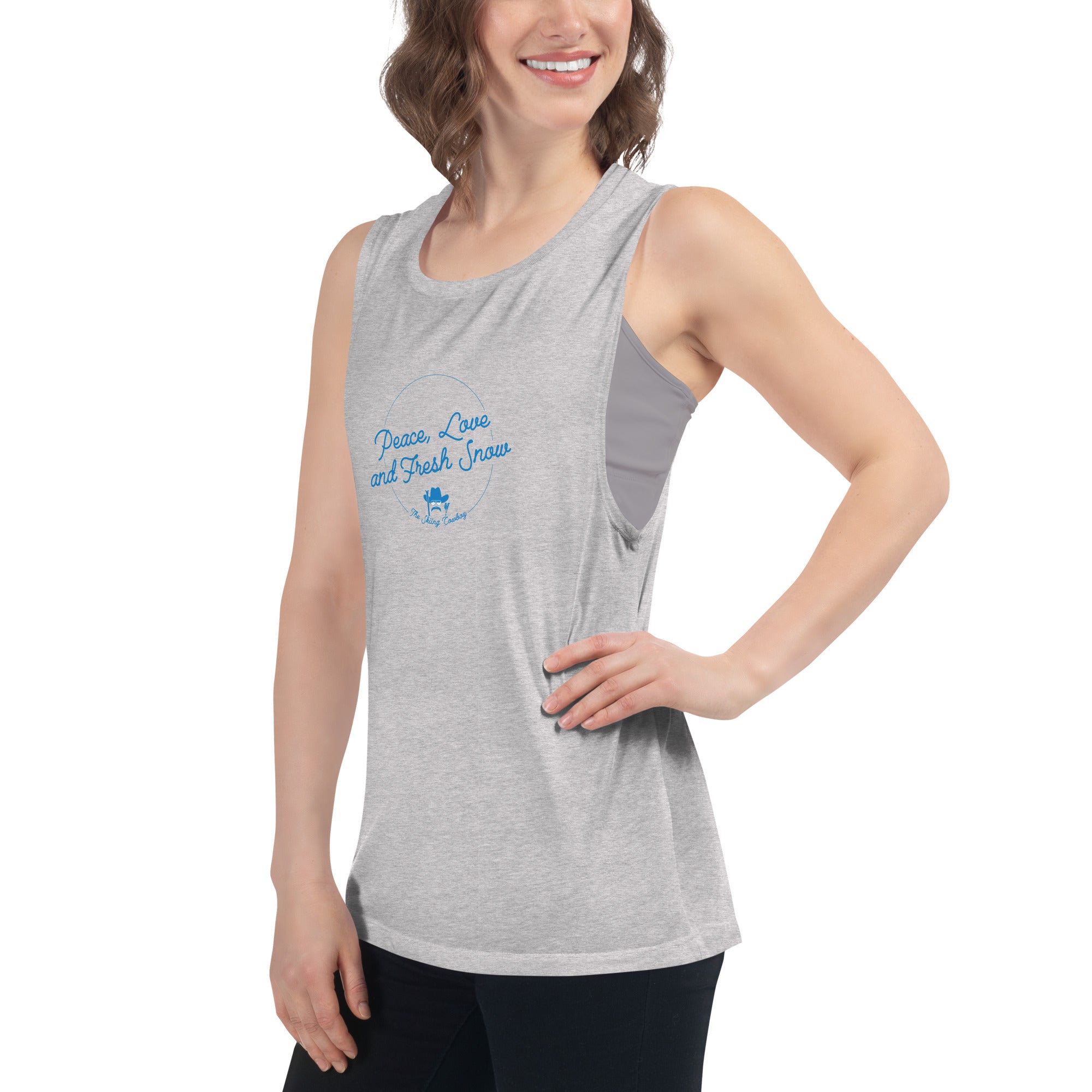 T-Shirt sans manches pour Femme Peace, Love and Fresh Snow