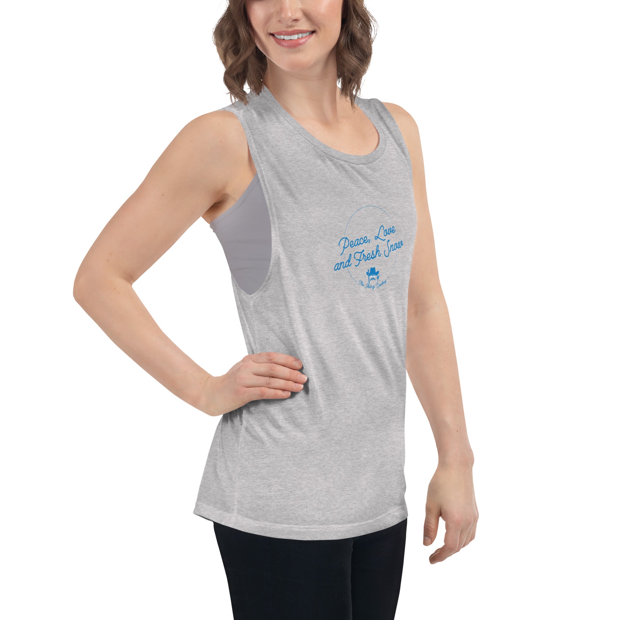 T-Shirt sans manches pour Femme Peace, Love and Fresh Snow