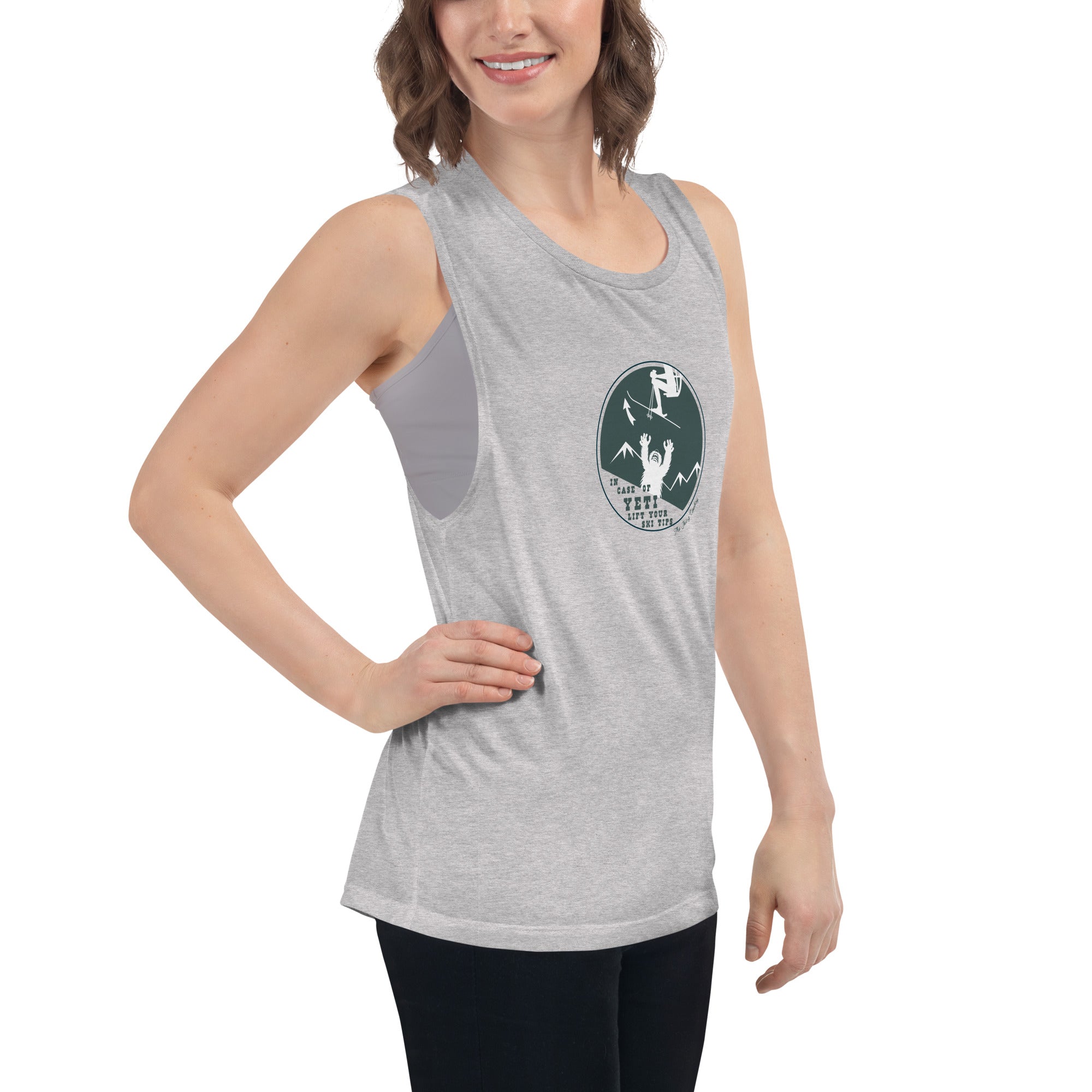 T-Shirt sans manches pour Femme In case of Yeti, lift your ski tips
