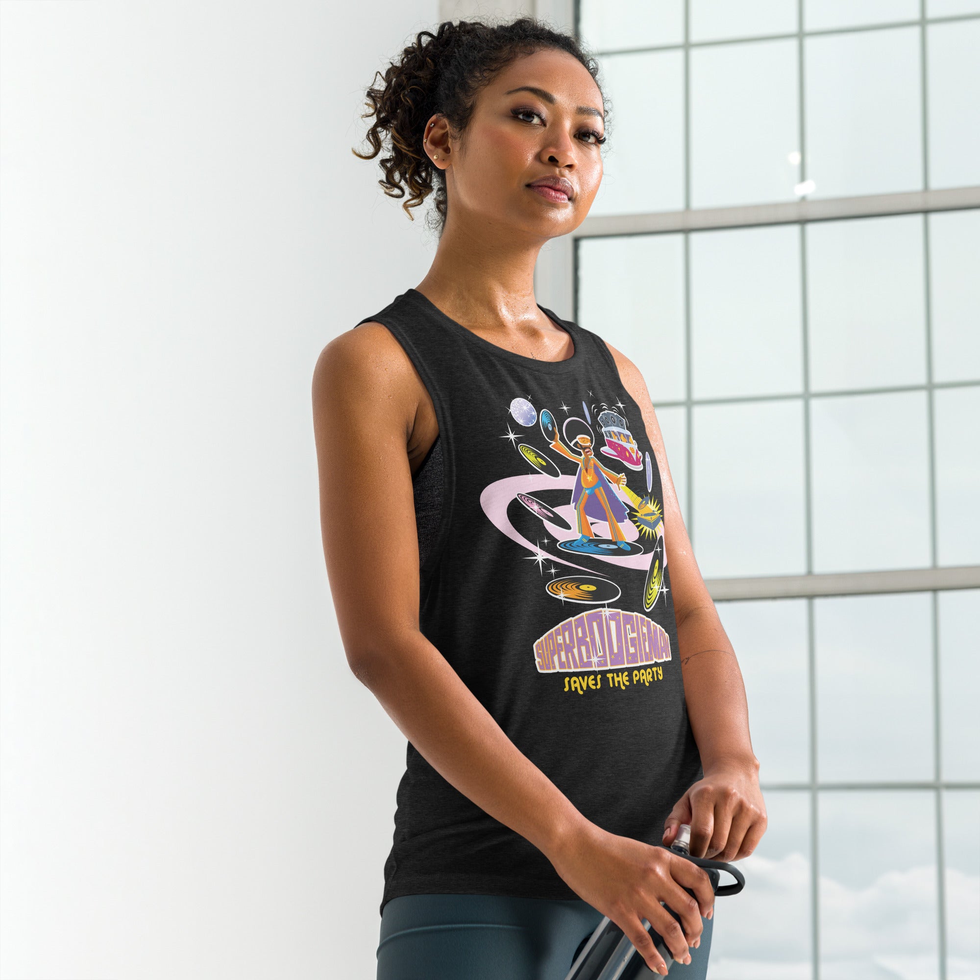 T-Shirt sans manches pour Femme Superboogieman saves the party