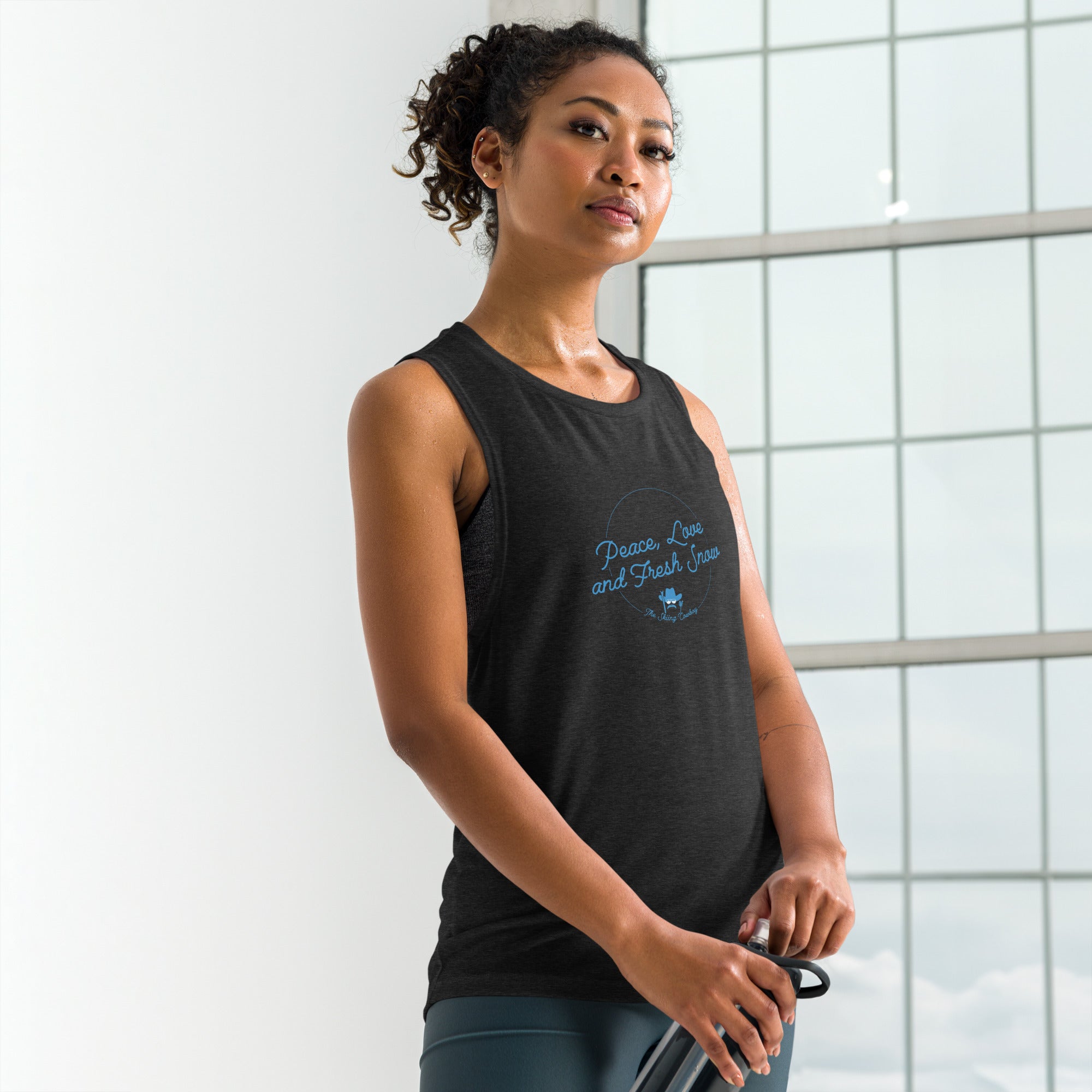 T-Shirt sans manches pour Femme Peace, Love and Fresh Snow
