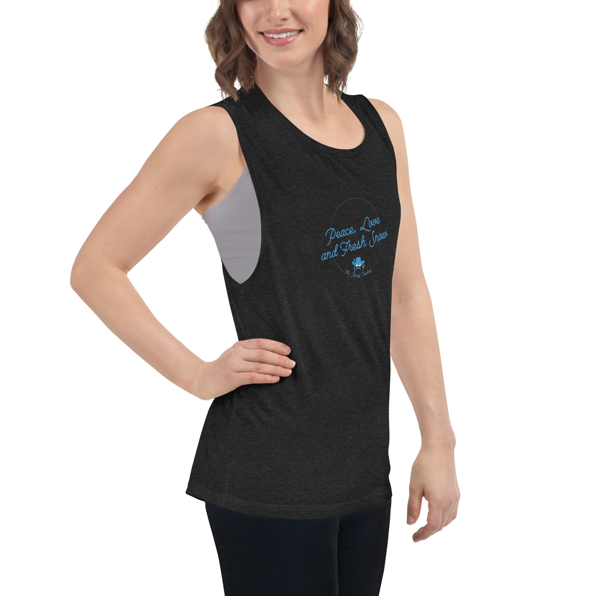 T-Shirt sans manches pour Femme Peace, Love and Fresh Snow