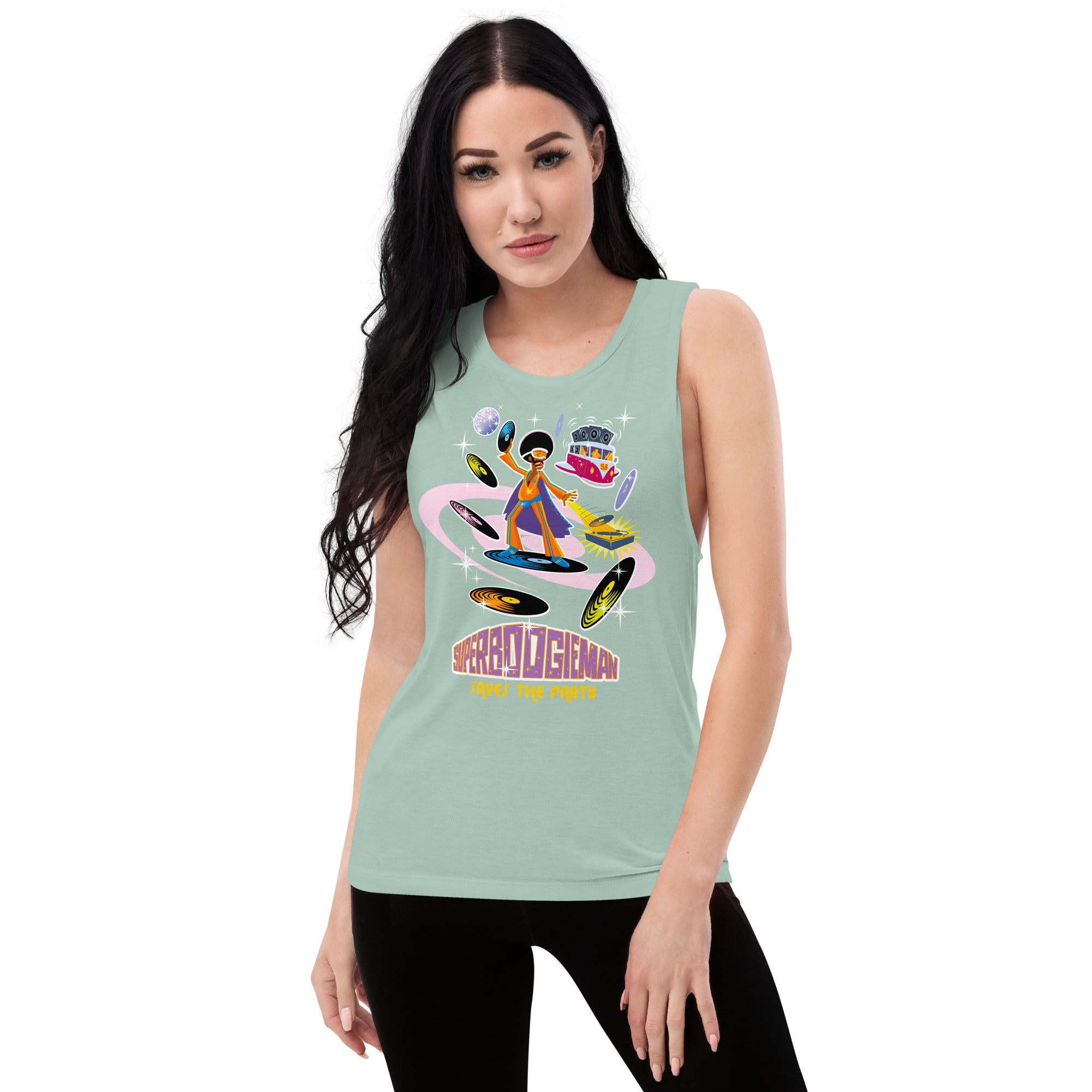 T-Shirt sans manches pour Femme Superboogieman saves the party
