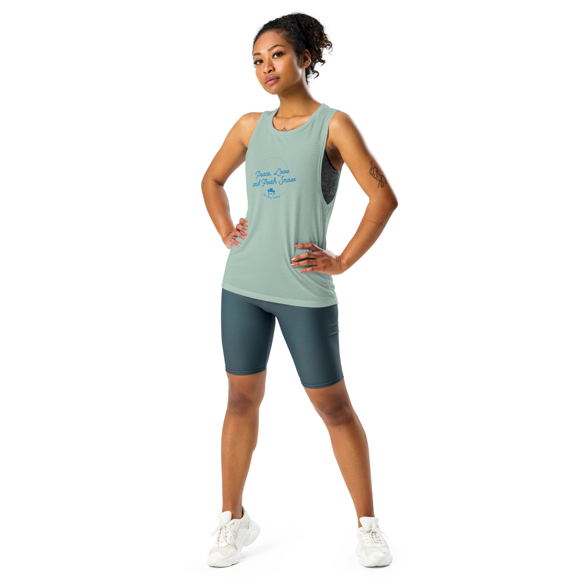 T-Shirt sans manches pour Femme Peace, Love and Fresh Snow