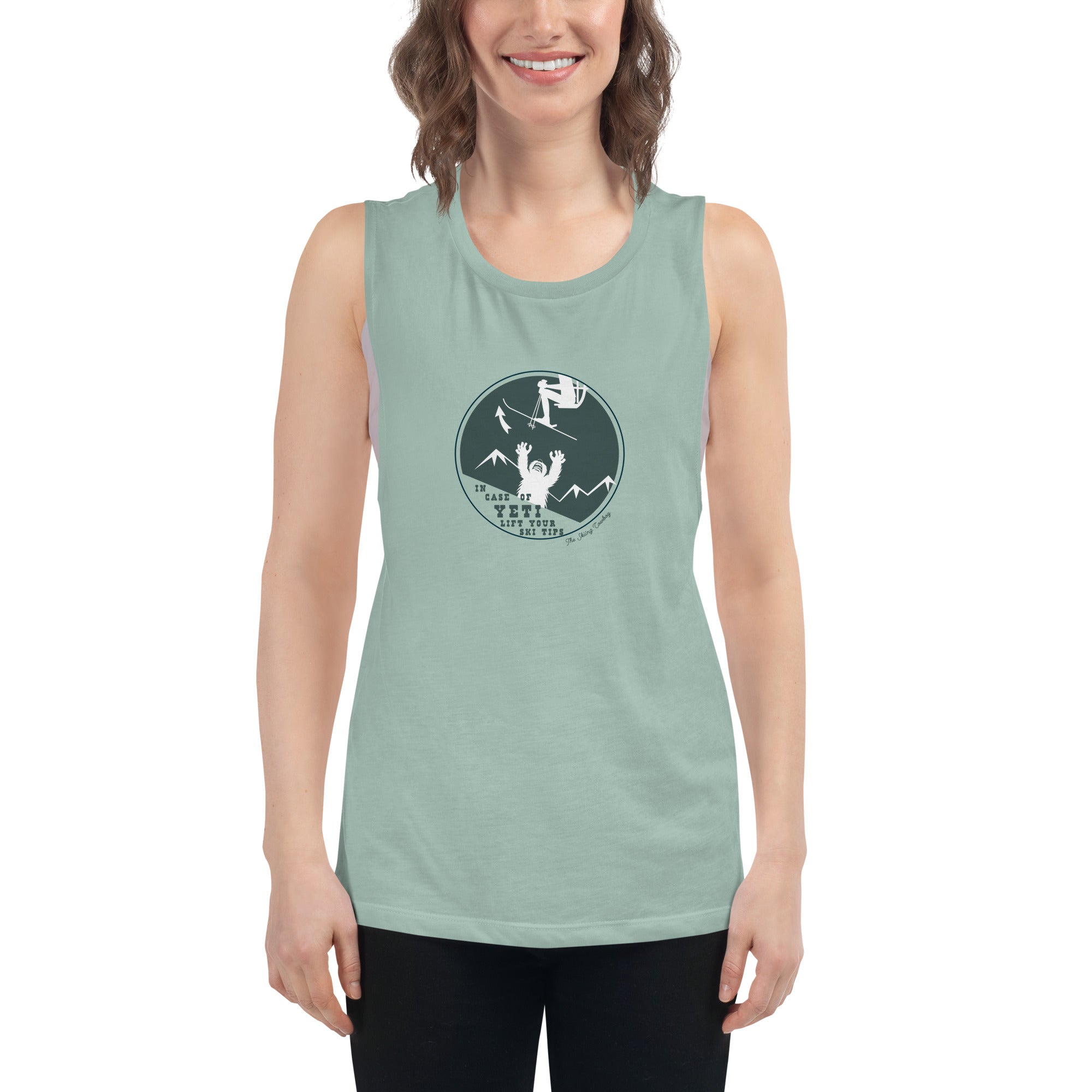 T-Shirt sans manches pour Femme In case of Yeti, lift your ski tips