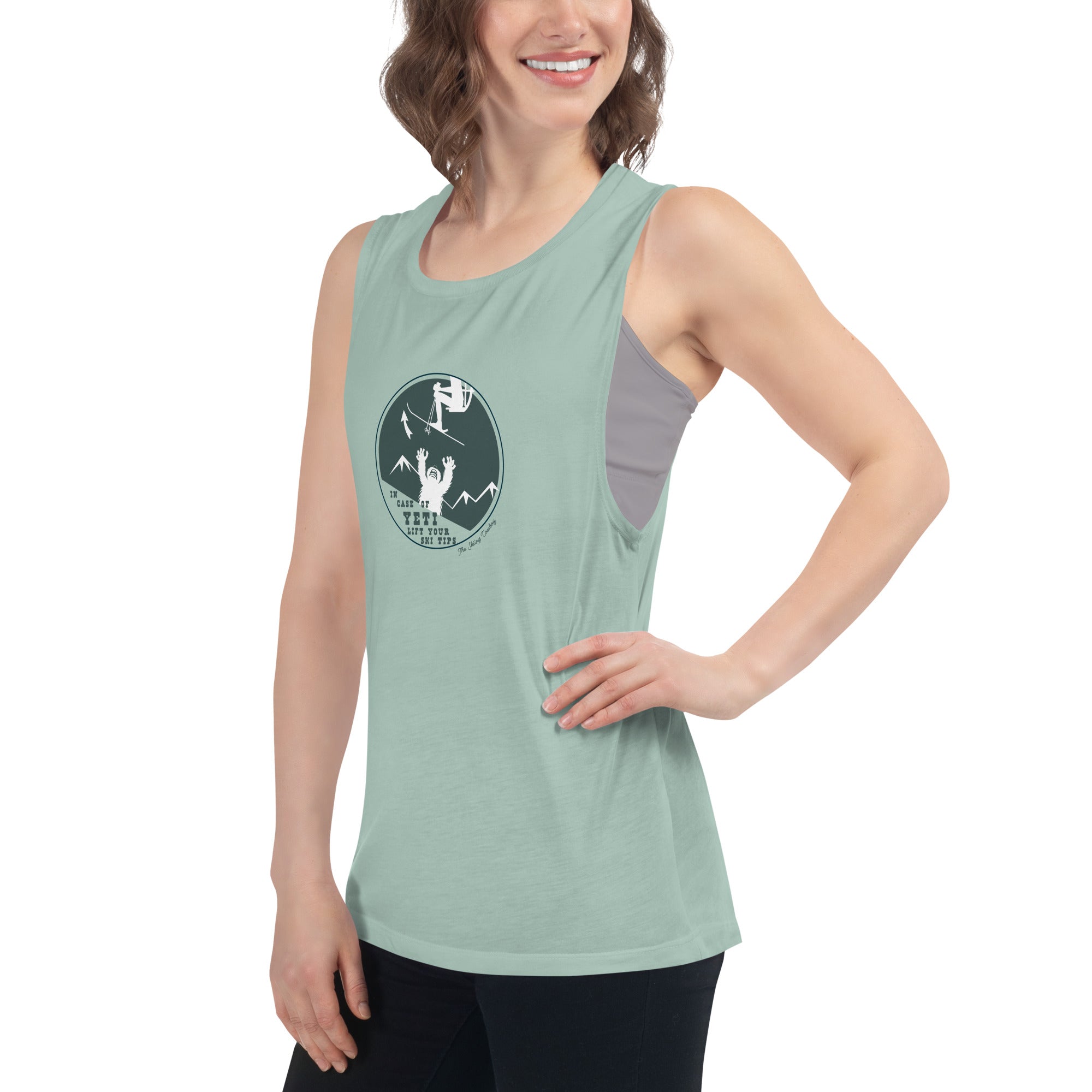 T-Shirt sans manches pour Femme In case of Yeti, lift your ski tips