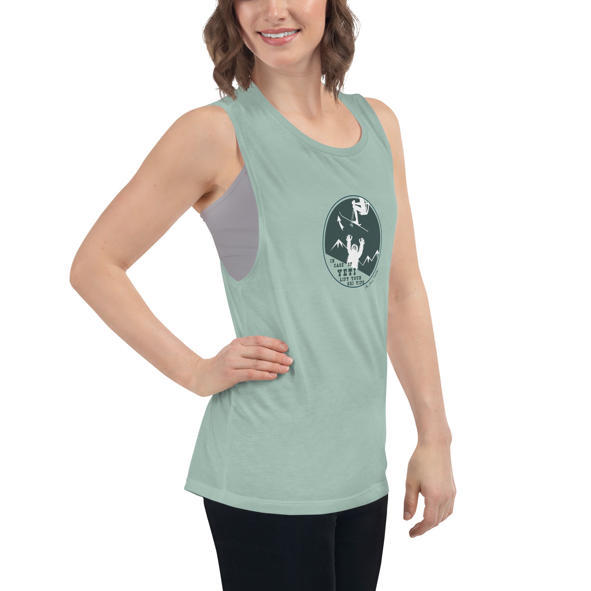 T-Shirt sans manches pour Femme In case of Yeti, lift your ski tips