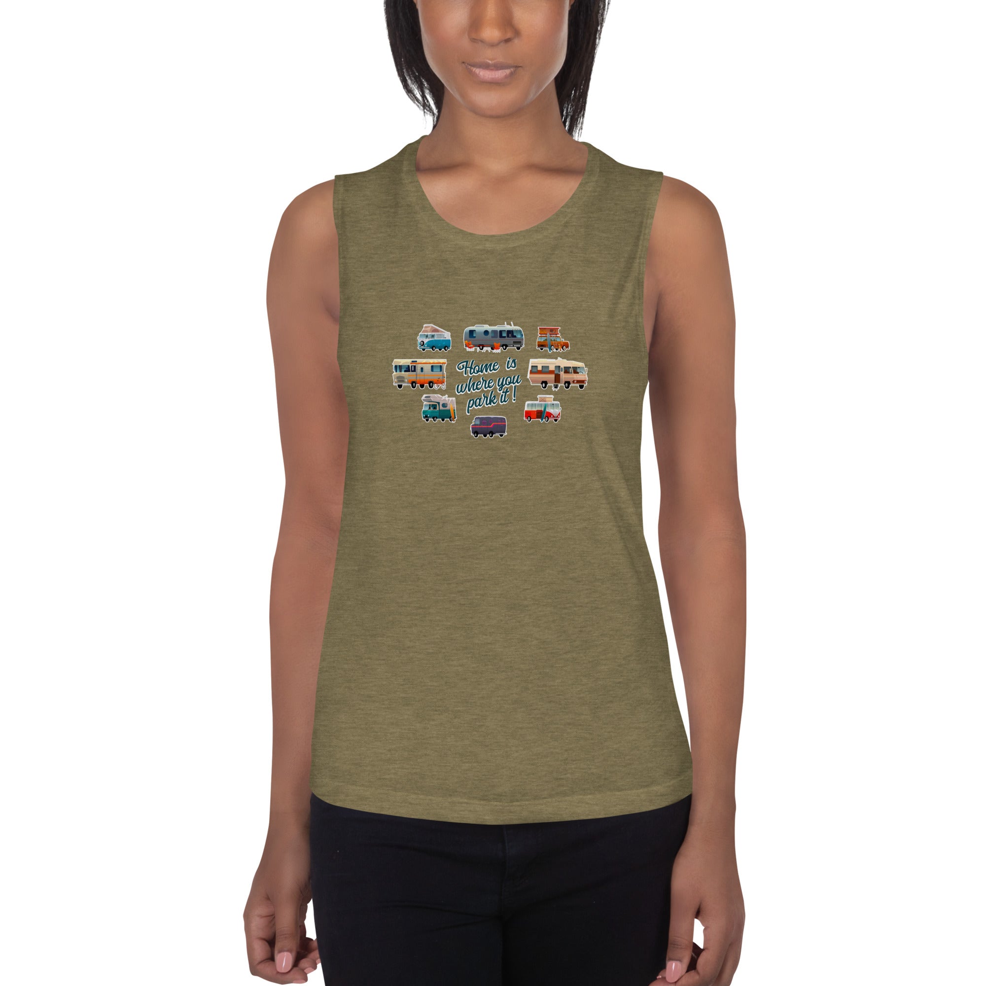 T-Shirt sans manches pour Femme Square Vintage Campers