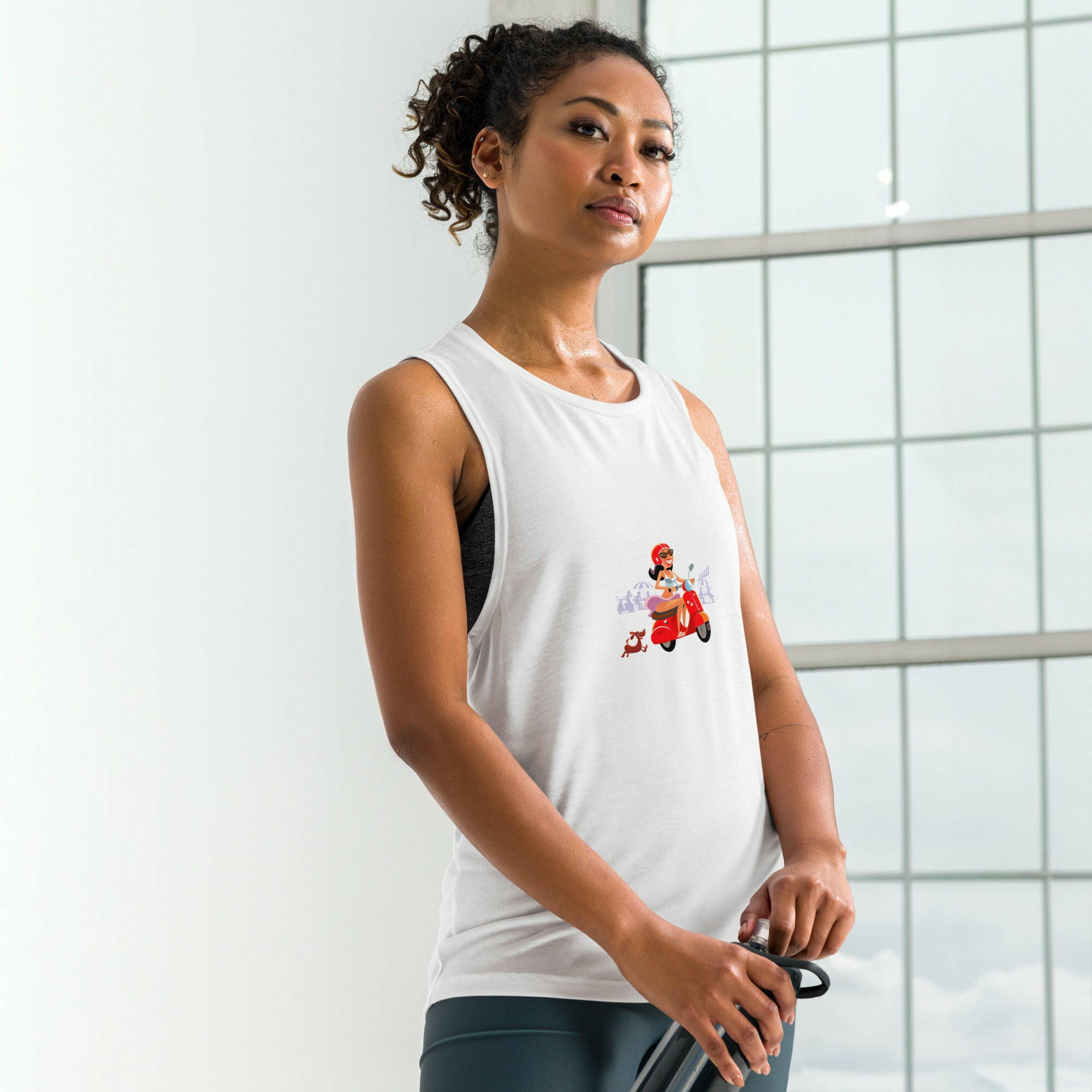 T-Shirt sans manches pour Femme Vespa Girl in St Tropez