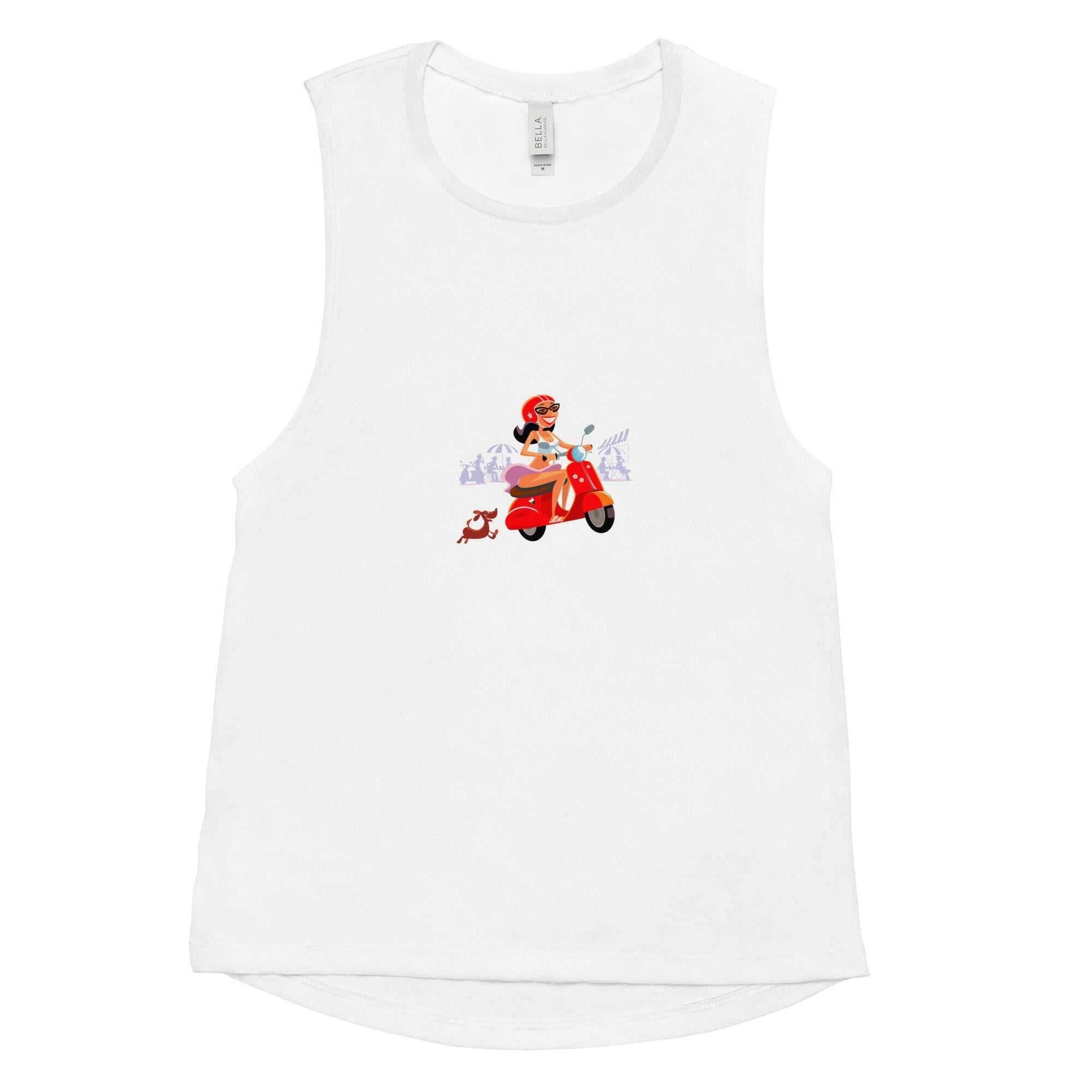 T-Shirt sans manches pour Femme Vespa Girl in St Tropez