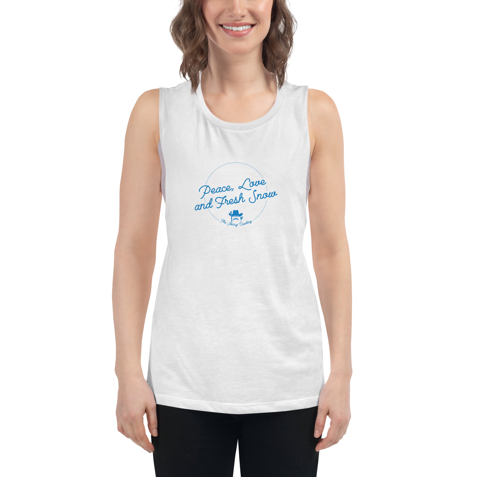 T-Shirt sans manches pour Femme Peace, Love and Fresh Snow