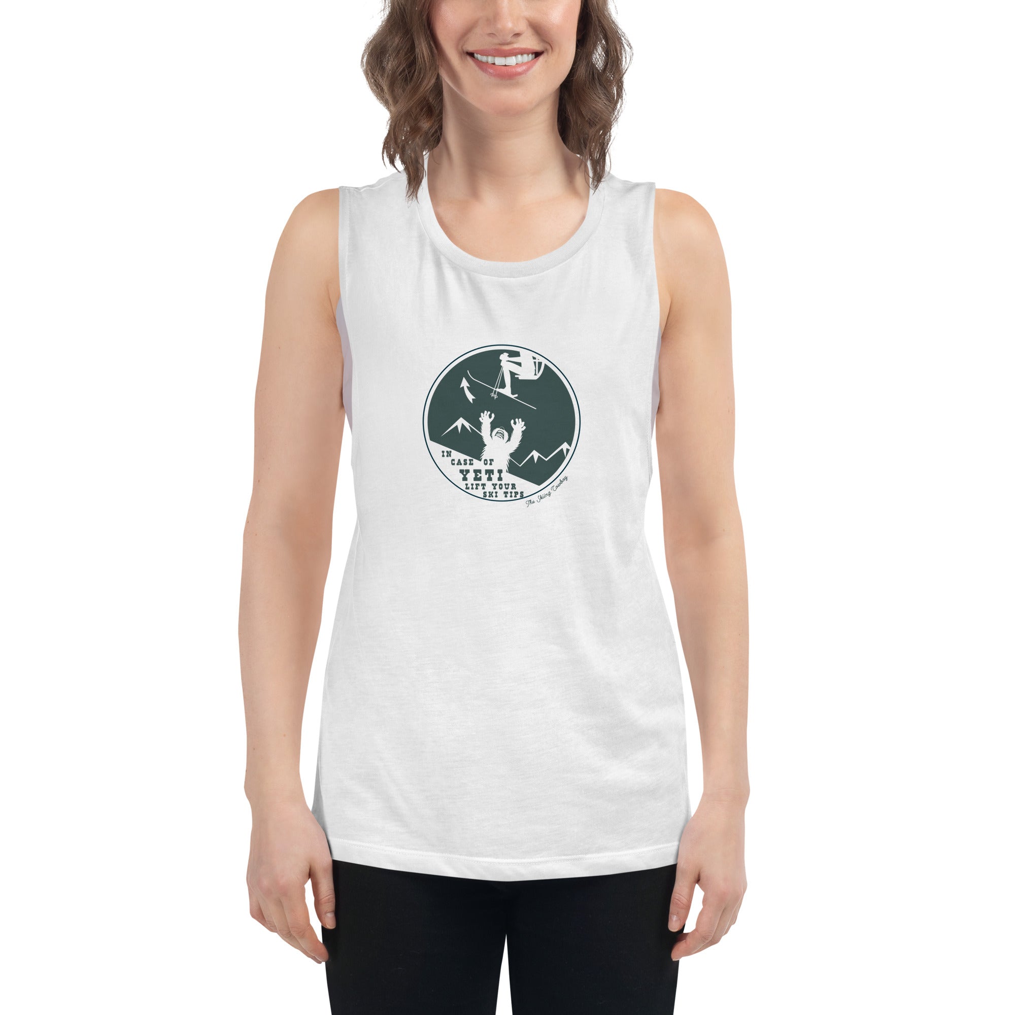 T-Shirt sans manches pour Femme In case of Yeti, lift your ski tips