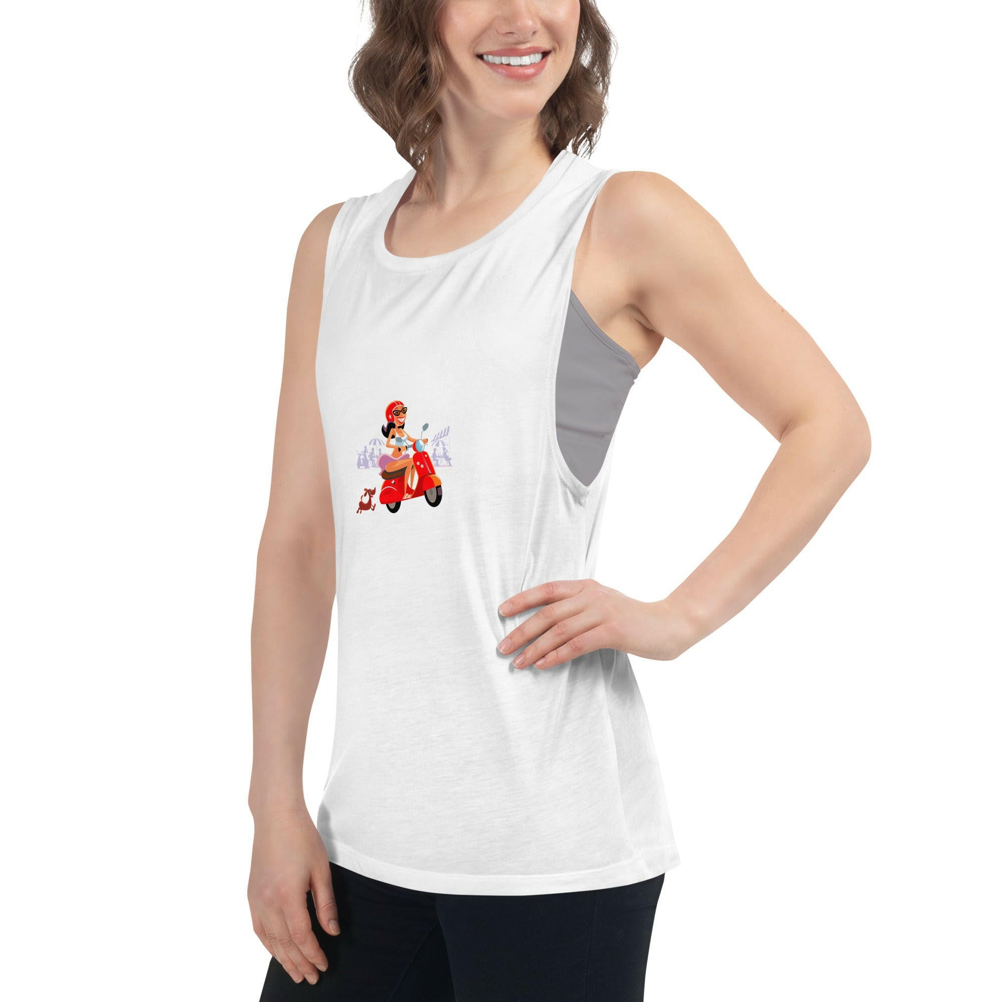 T-Shirt sans manches pour Femme Vespa Girl in St Tropez