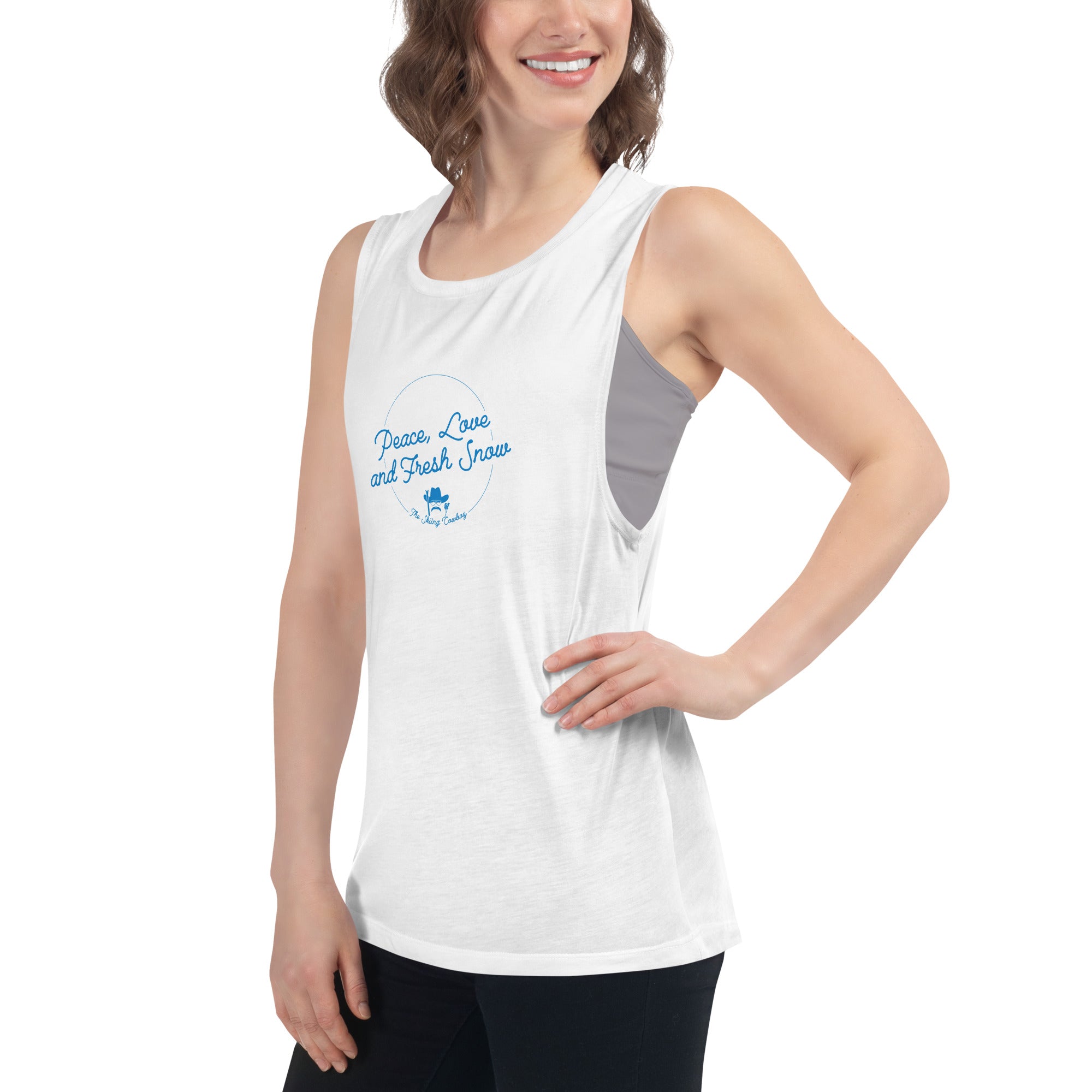 T-Shirt sans manches pour Femme Peace, Love and Fresh Snow