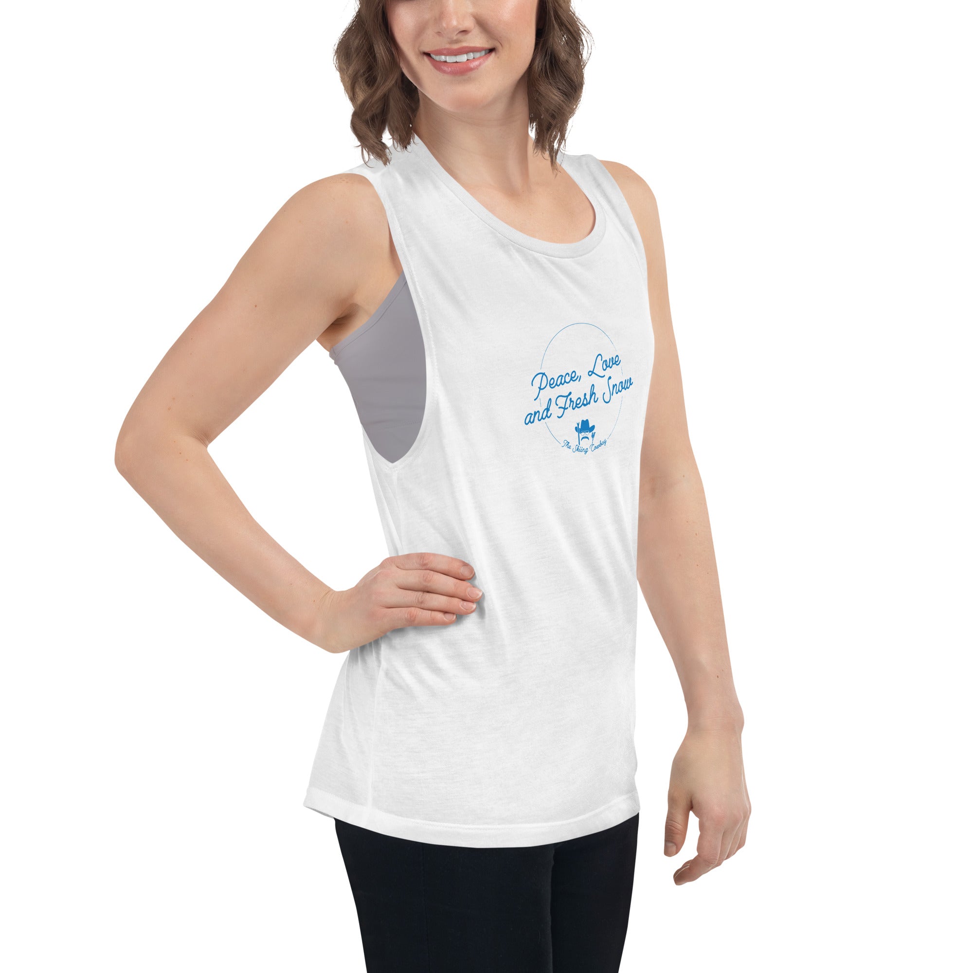 T-Shirt sans manches pour Femme Peace, Love and Fresh Snow