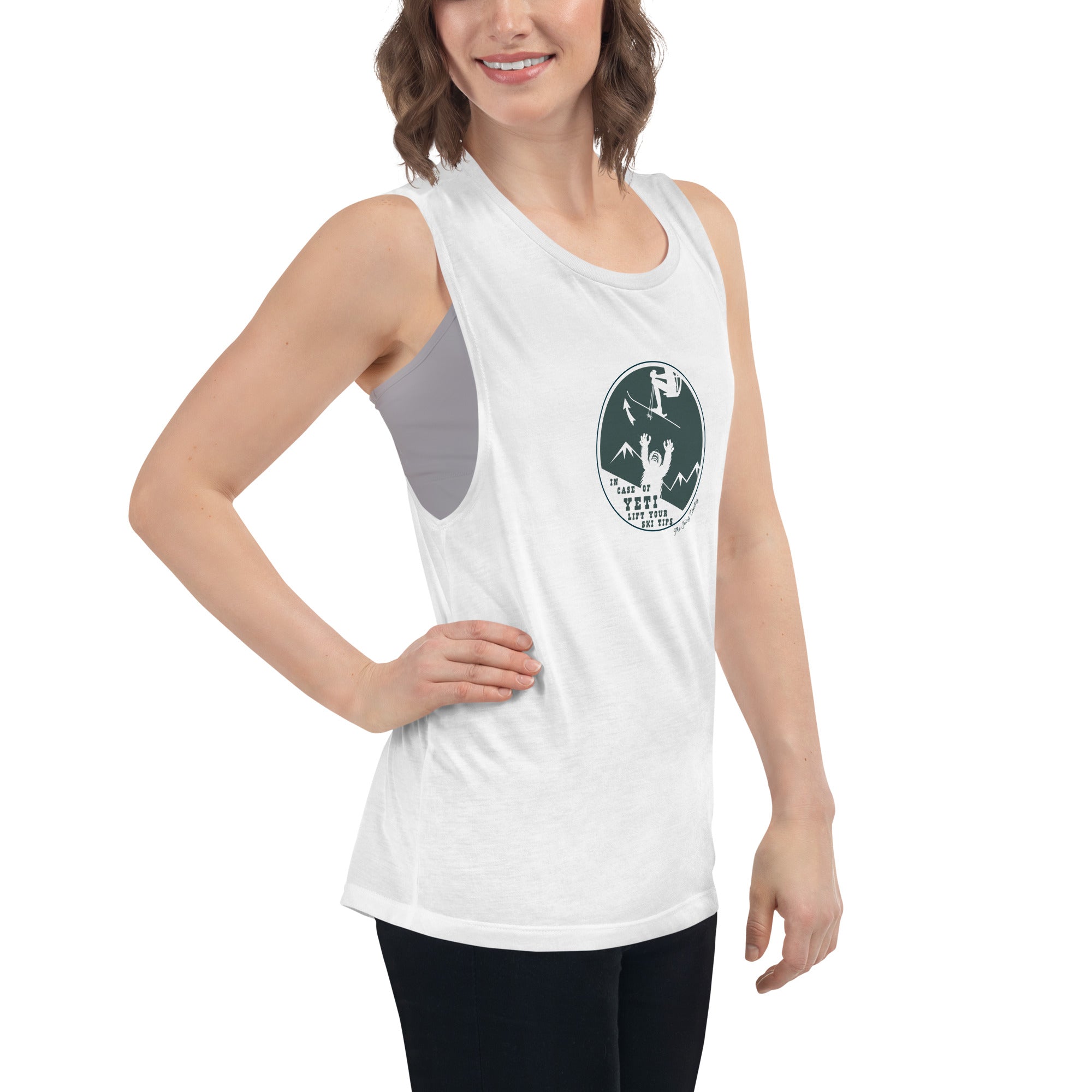 T-Shirt sans manches pour Femme In case of Yeti, lift your ski tips