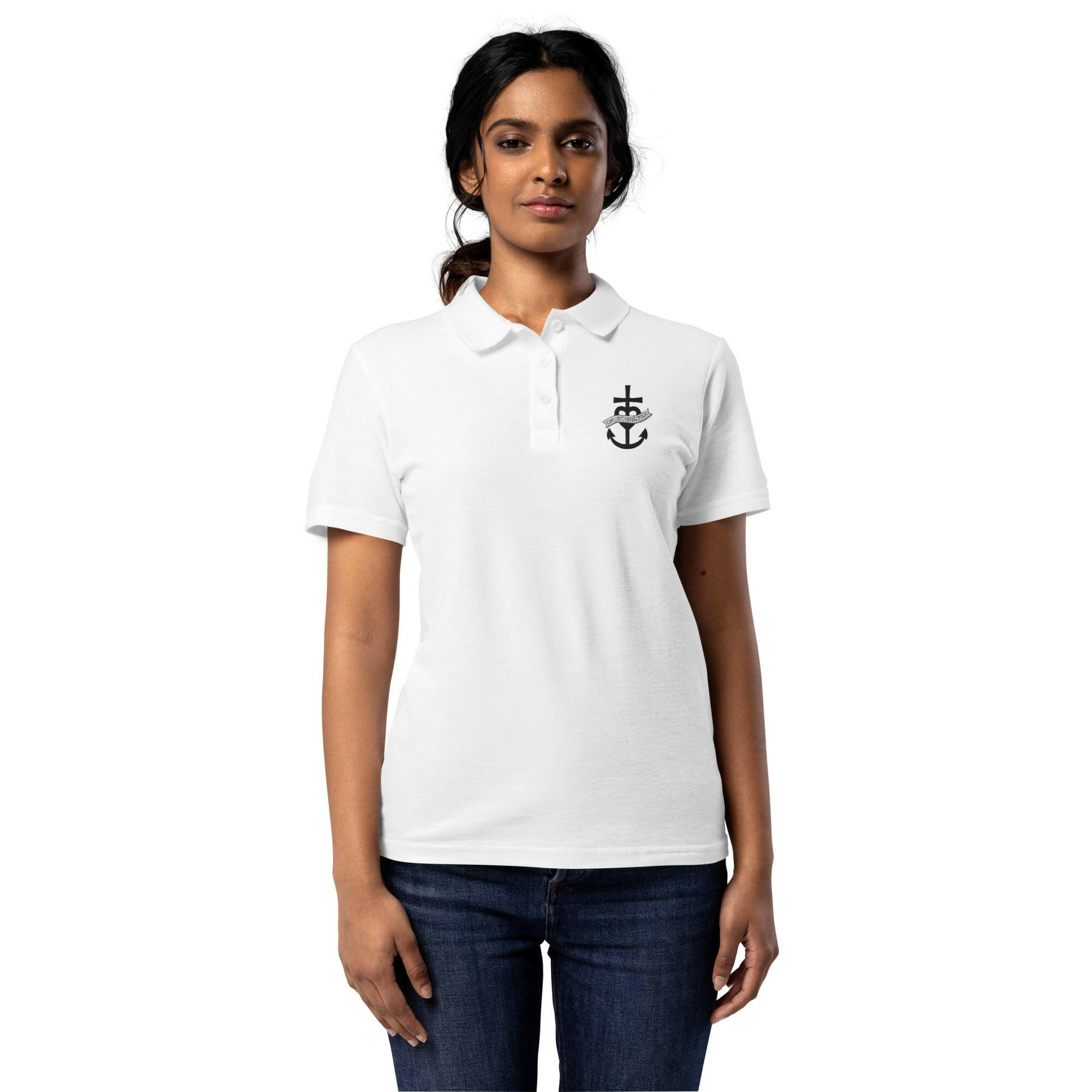 Women’s pique polo shirt Oh Bonne Mer 1 embroidered pattern
